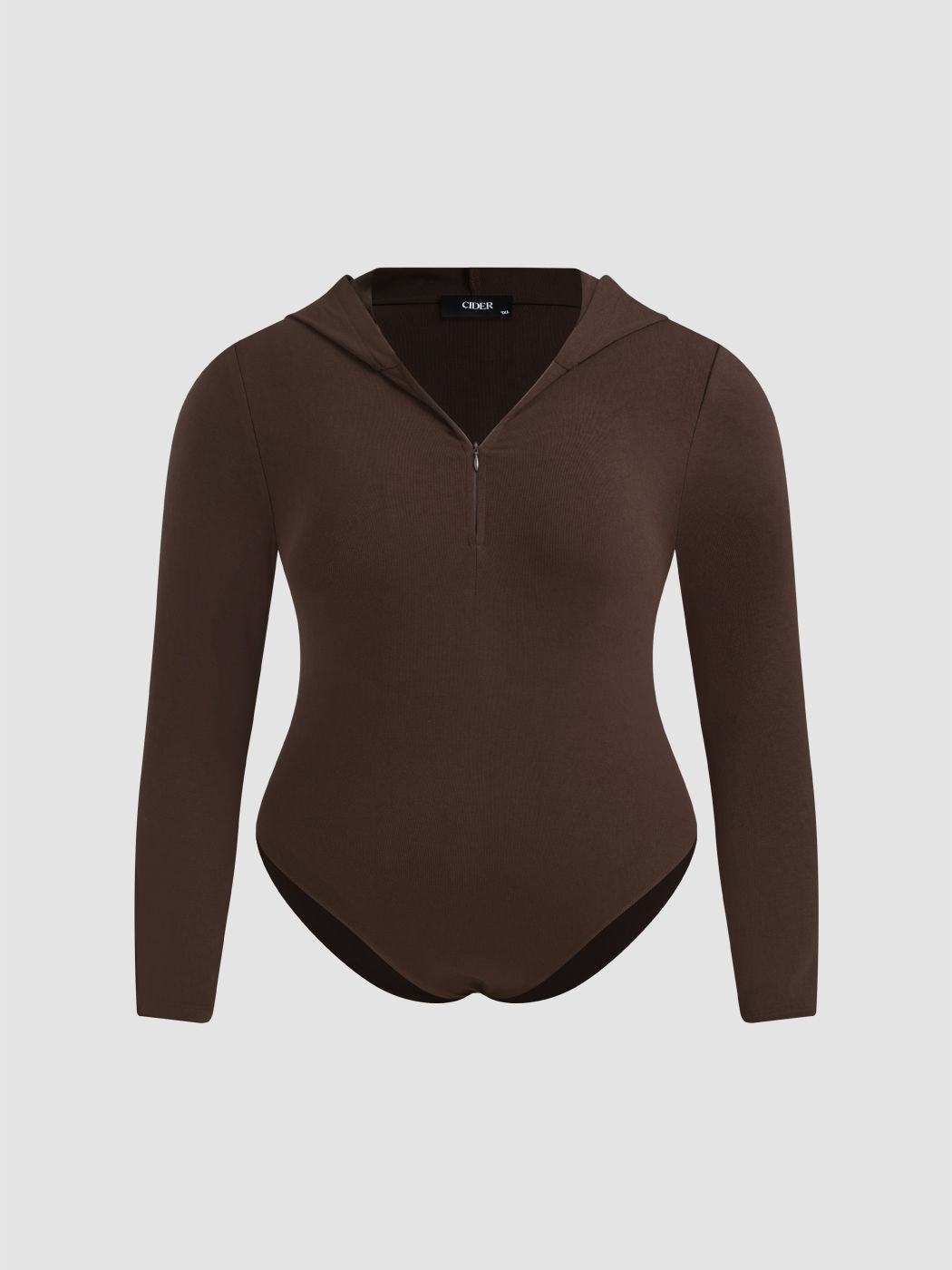 Hooded Half Zip Bodysuit Curve & Plus