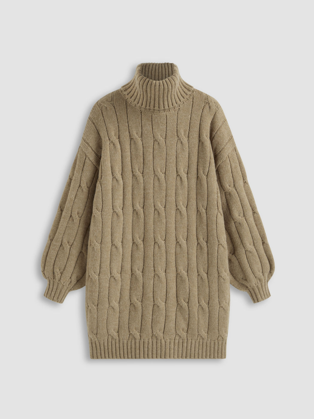 Cable Knit High Neck Oversized Mini Dress