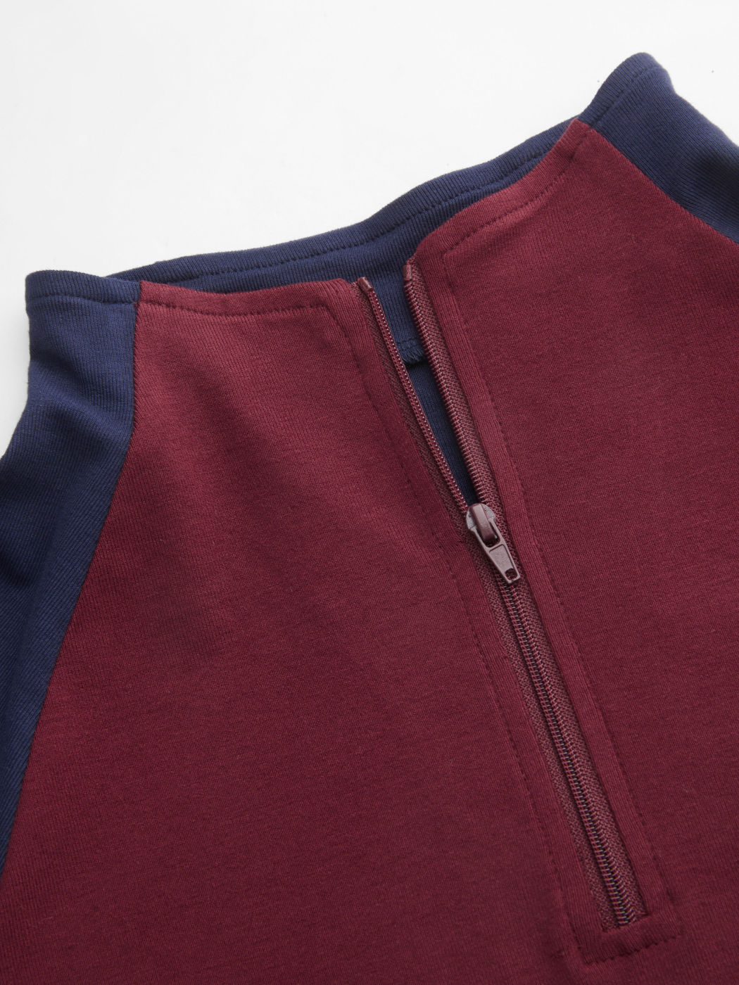 High Neck Colorblock Half Zip Long Sleeve Top