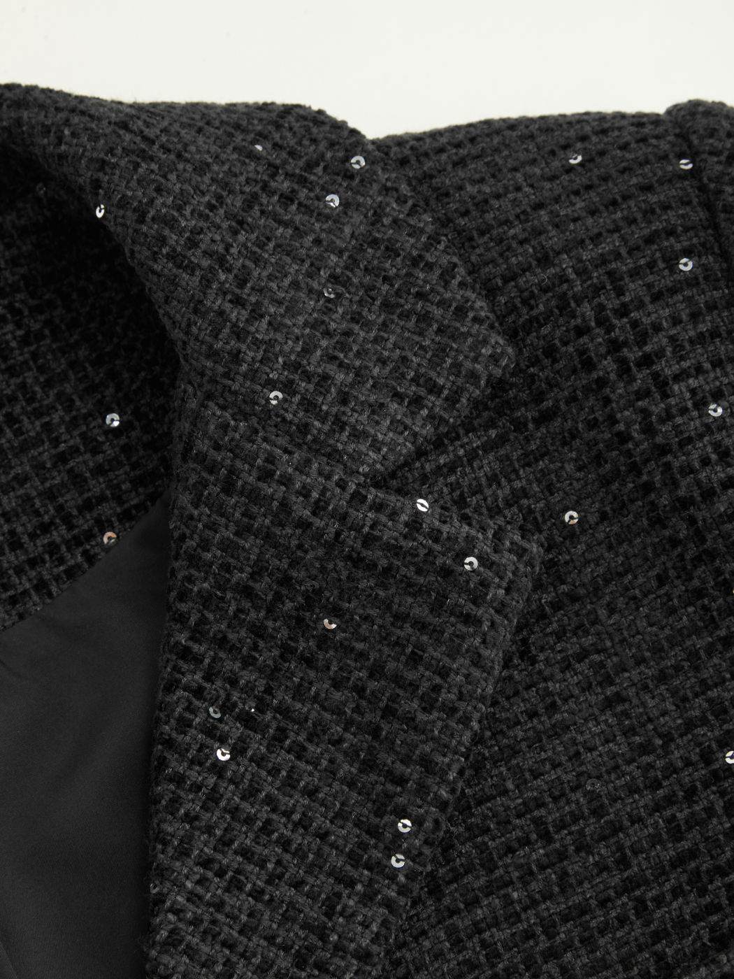 Tweed Collar Sequin Pocket Blazer Curve & Plus