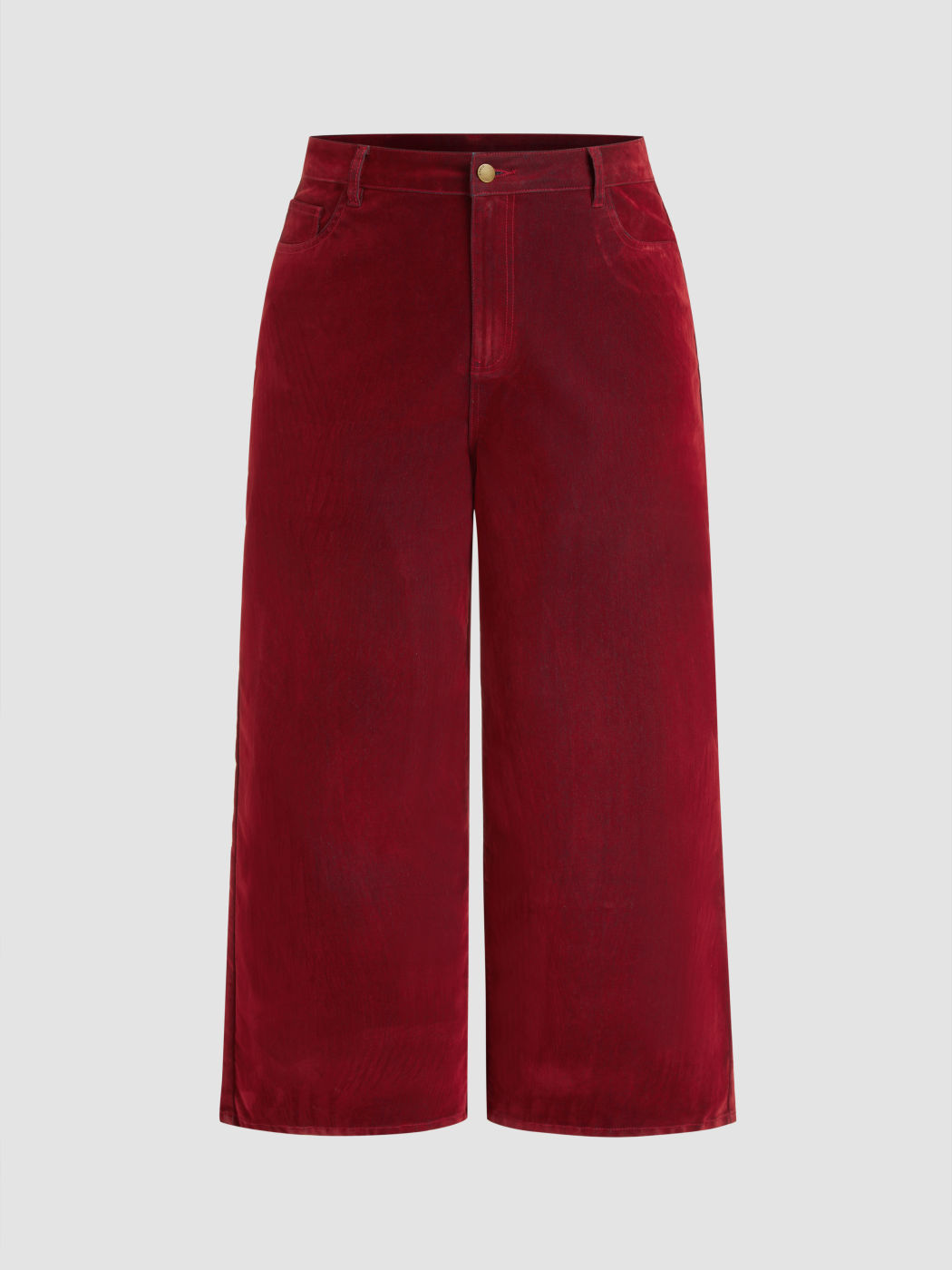 Stretch Cider Denim Mid Rise Wide Leg Jeans