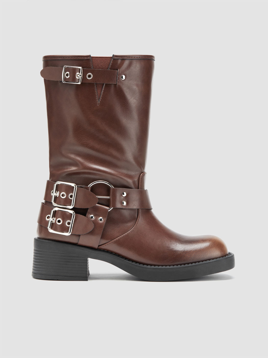Schnallen Chunky Heel Stiefeletten