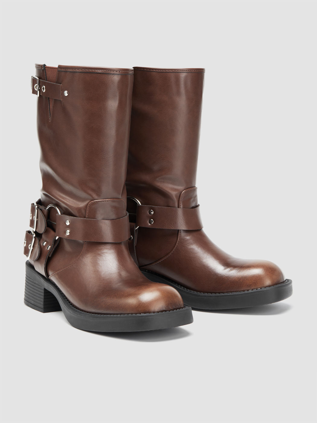 Schnallen Chunky Heel Stiefeletten