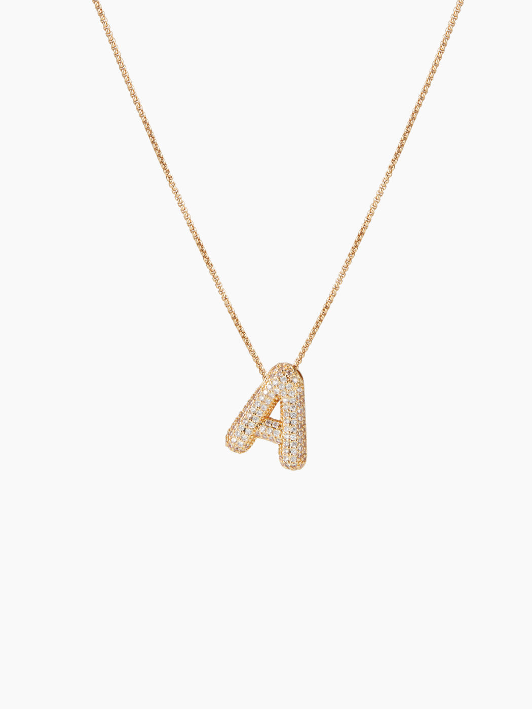 BUBBLE INITIAL LETTER RHINESTONE PENDANT NECKLACE
