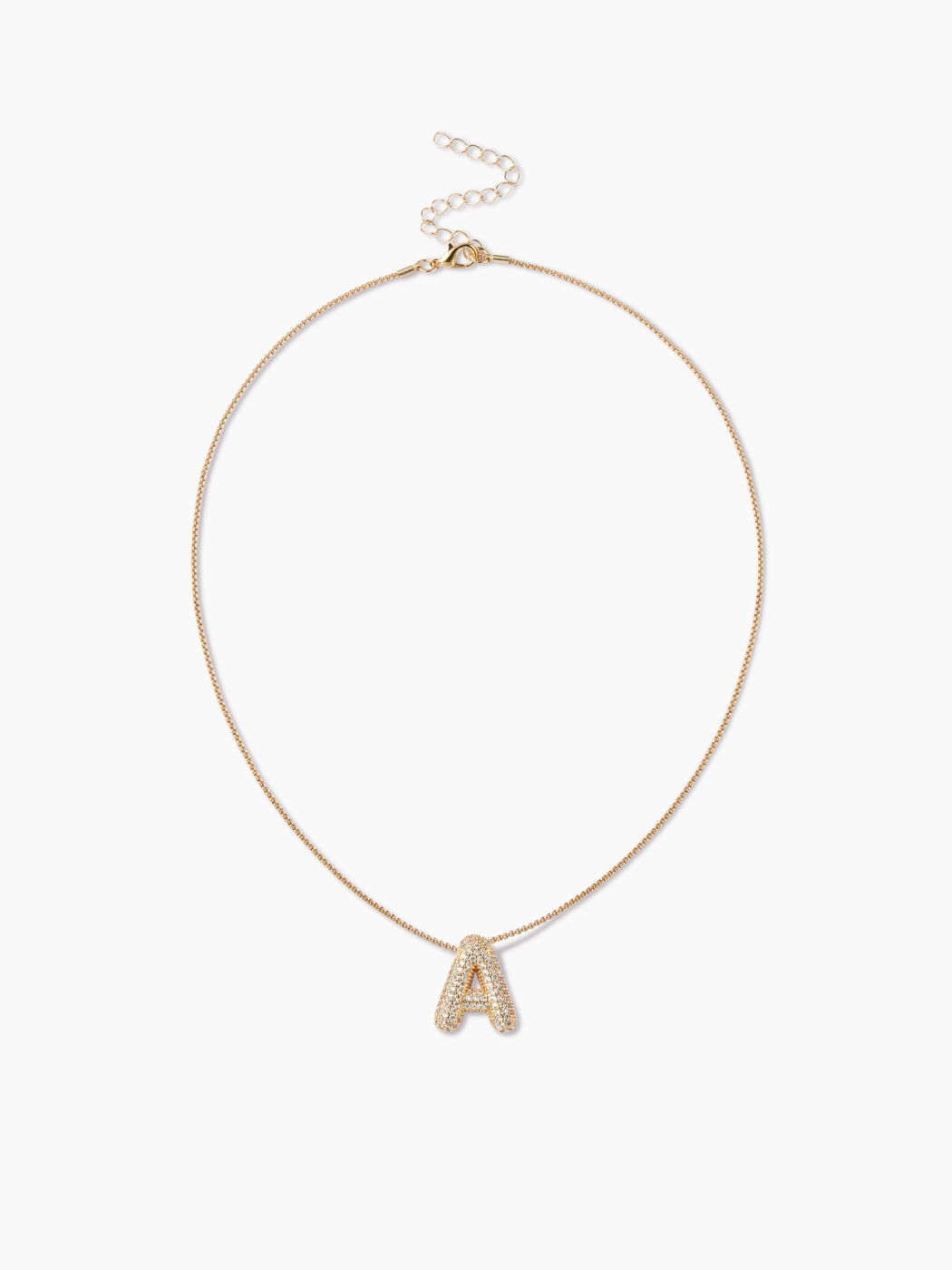 BUBBLE INITIAL LETTER RHINESTONE PENDANT NECKLACE