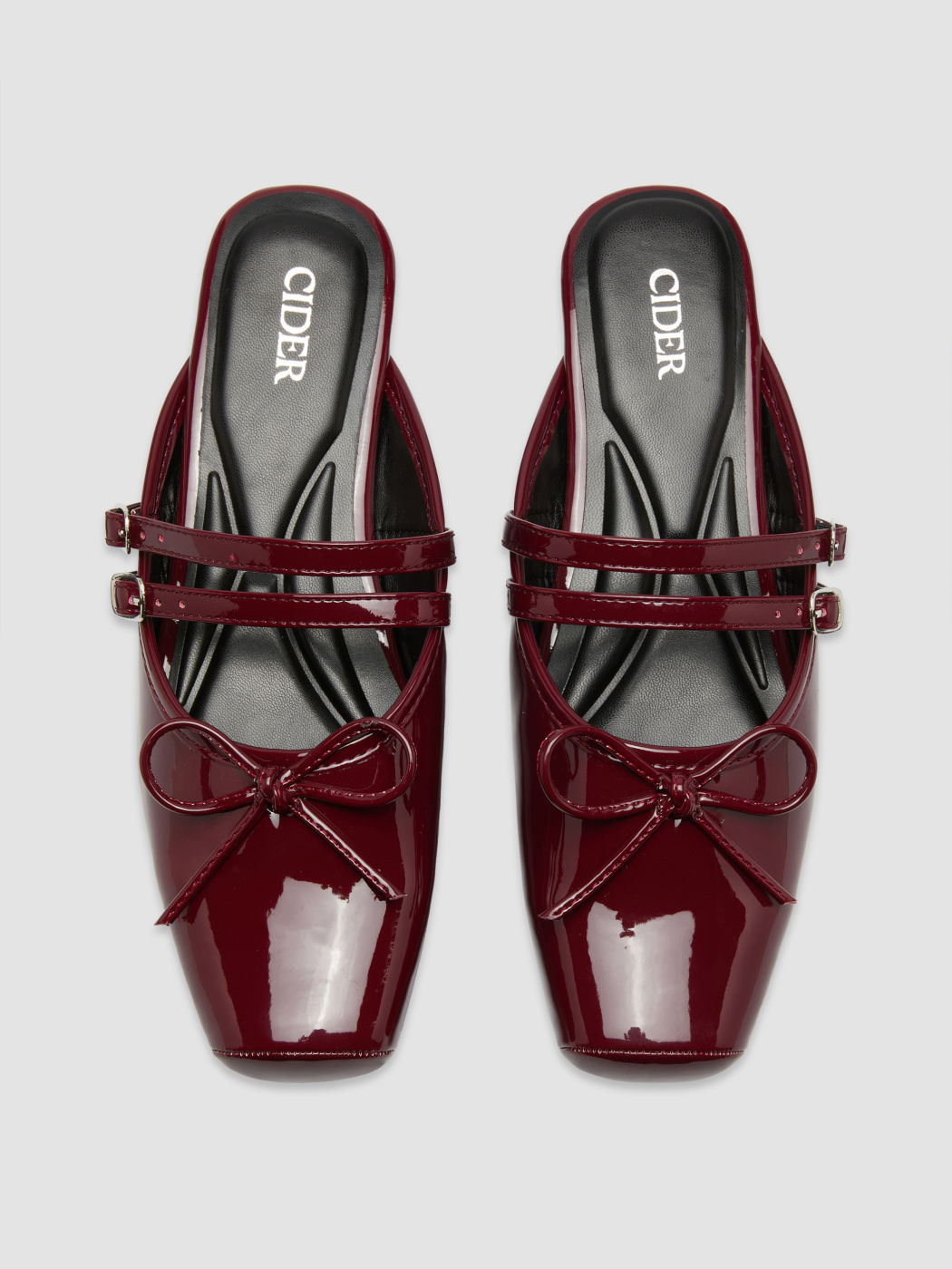 BOWKNOT SQUARE TOE DOUBLE STRAP MULES