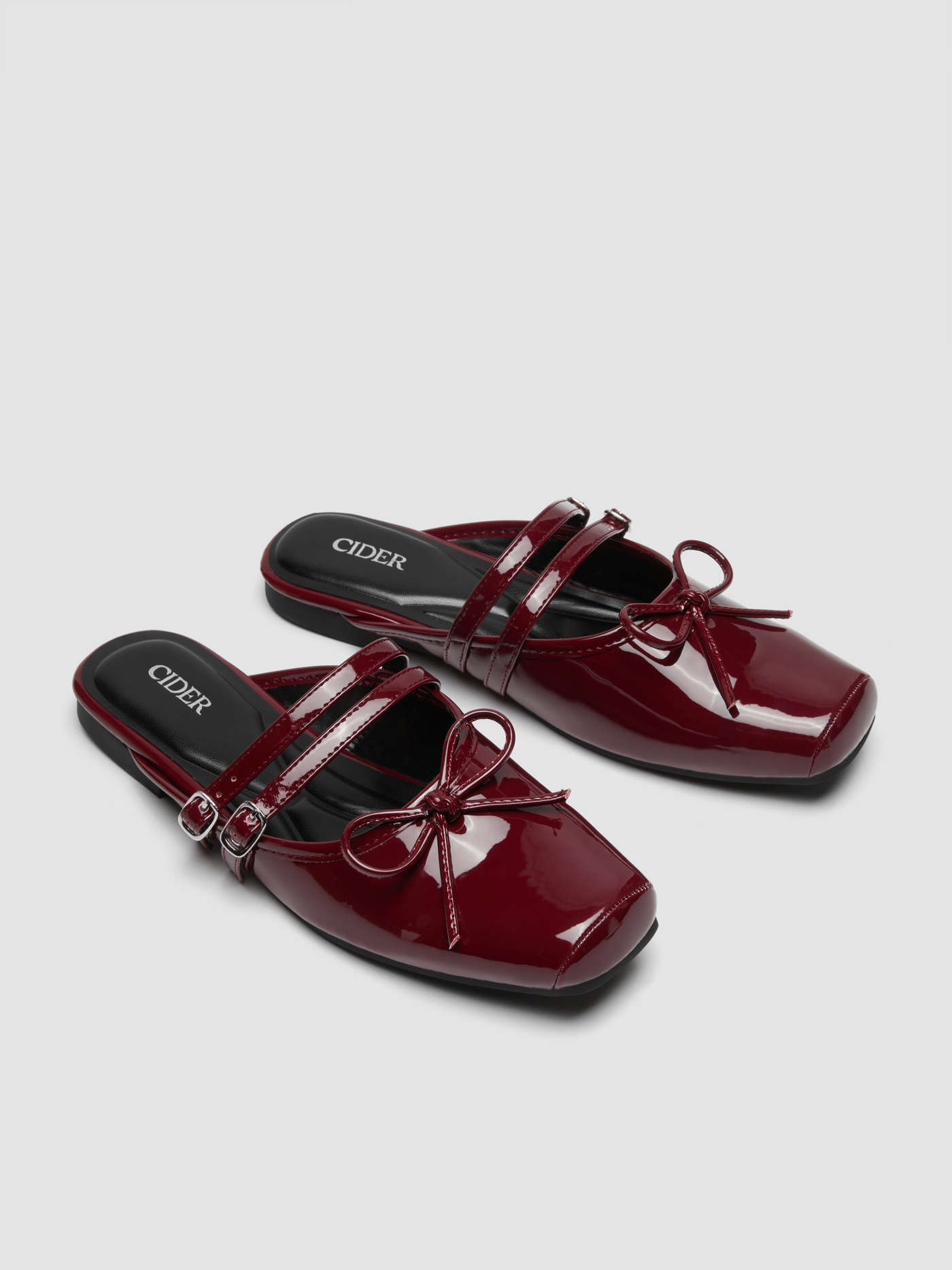 BOWKNOT SQUARE TOE DOUBLE STRAP MULES For Daily Casual