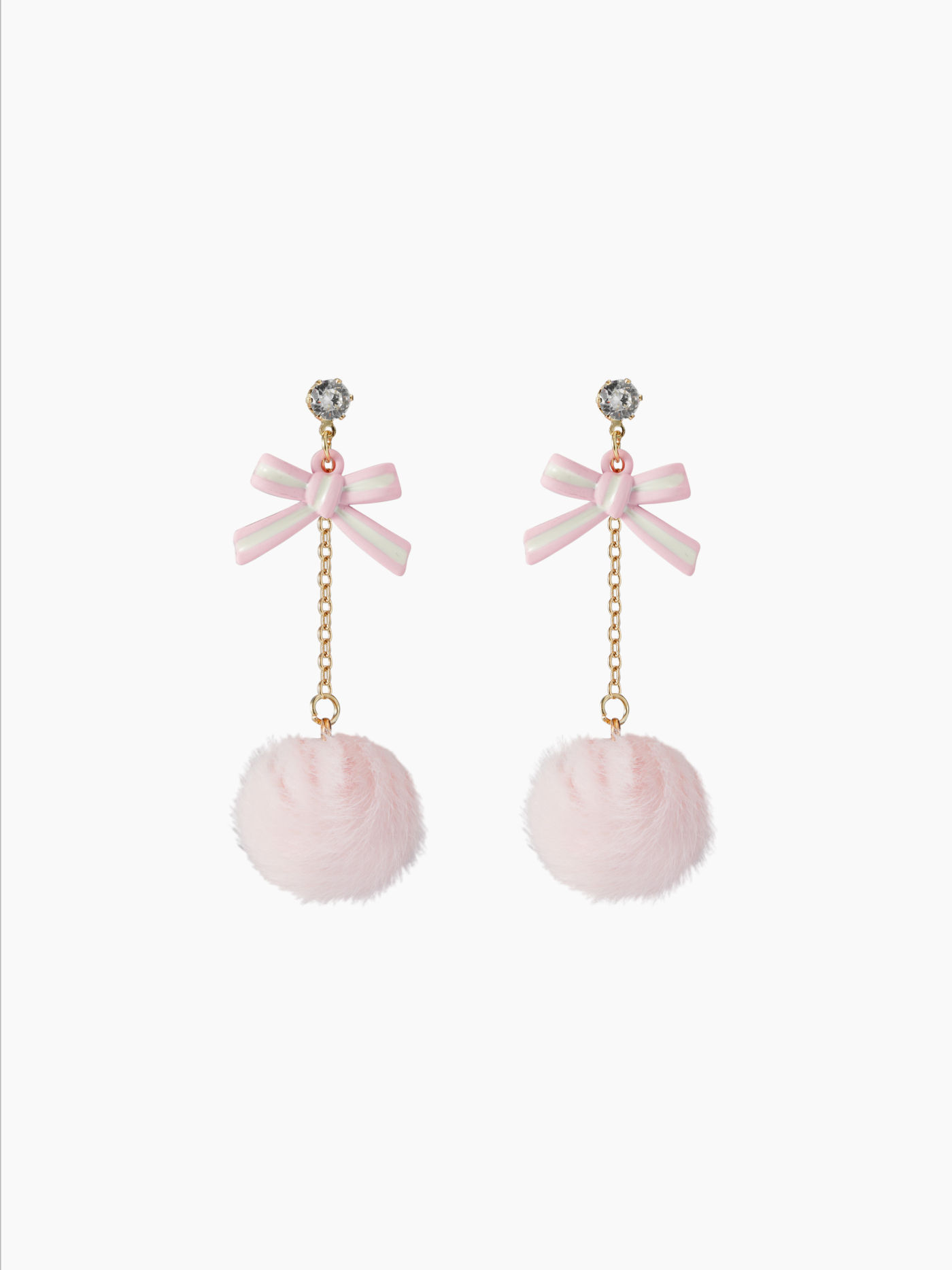 BOWKNOT POM-POM DROP EARRINGS