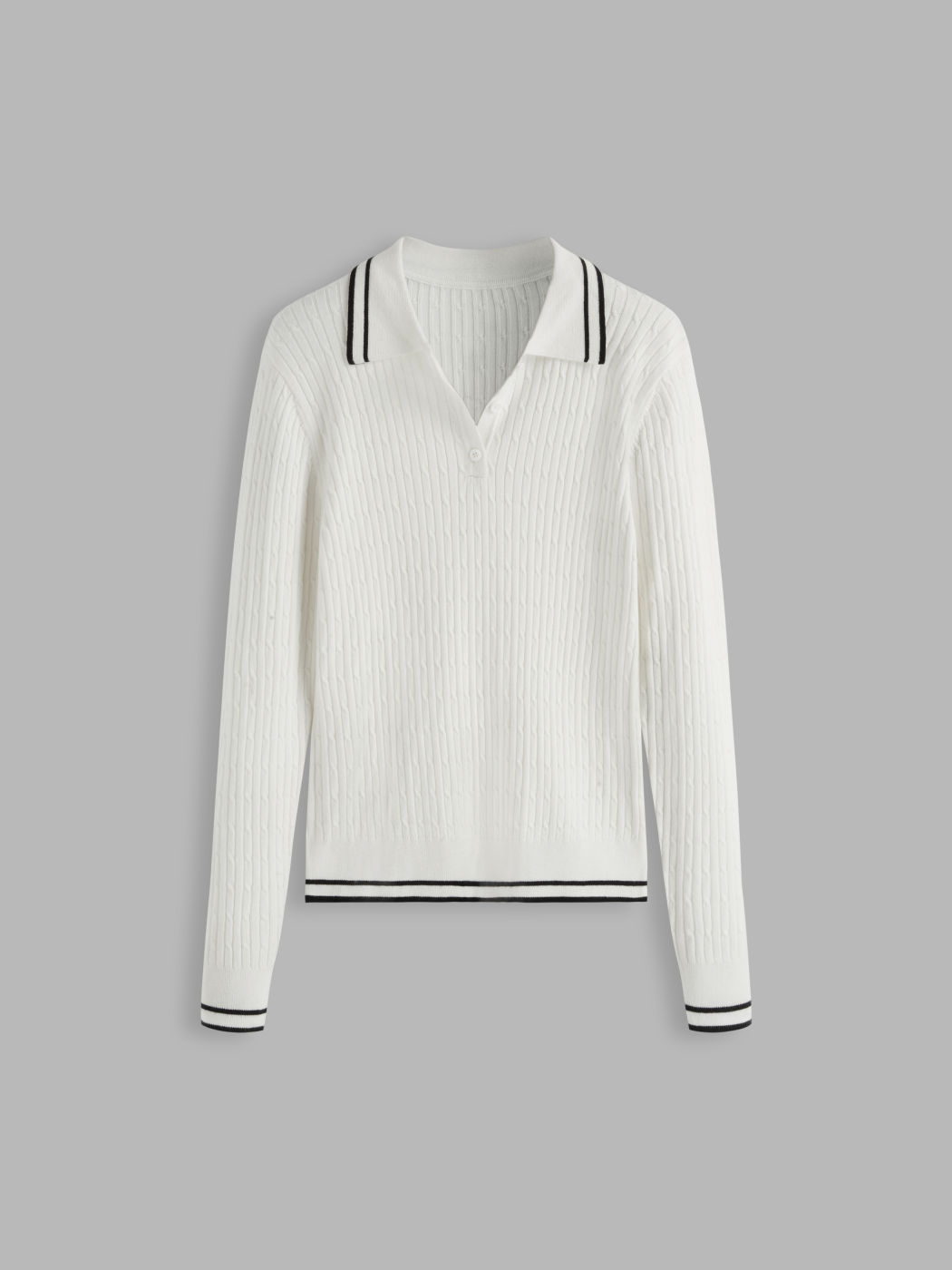 Top a maniche lunghe con colletto a contrasto in maglia di lana