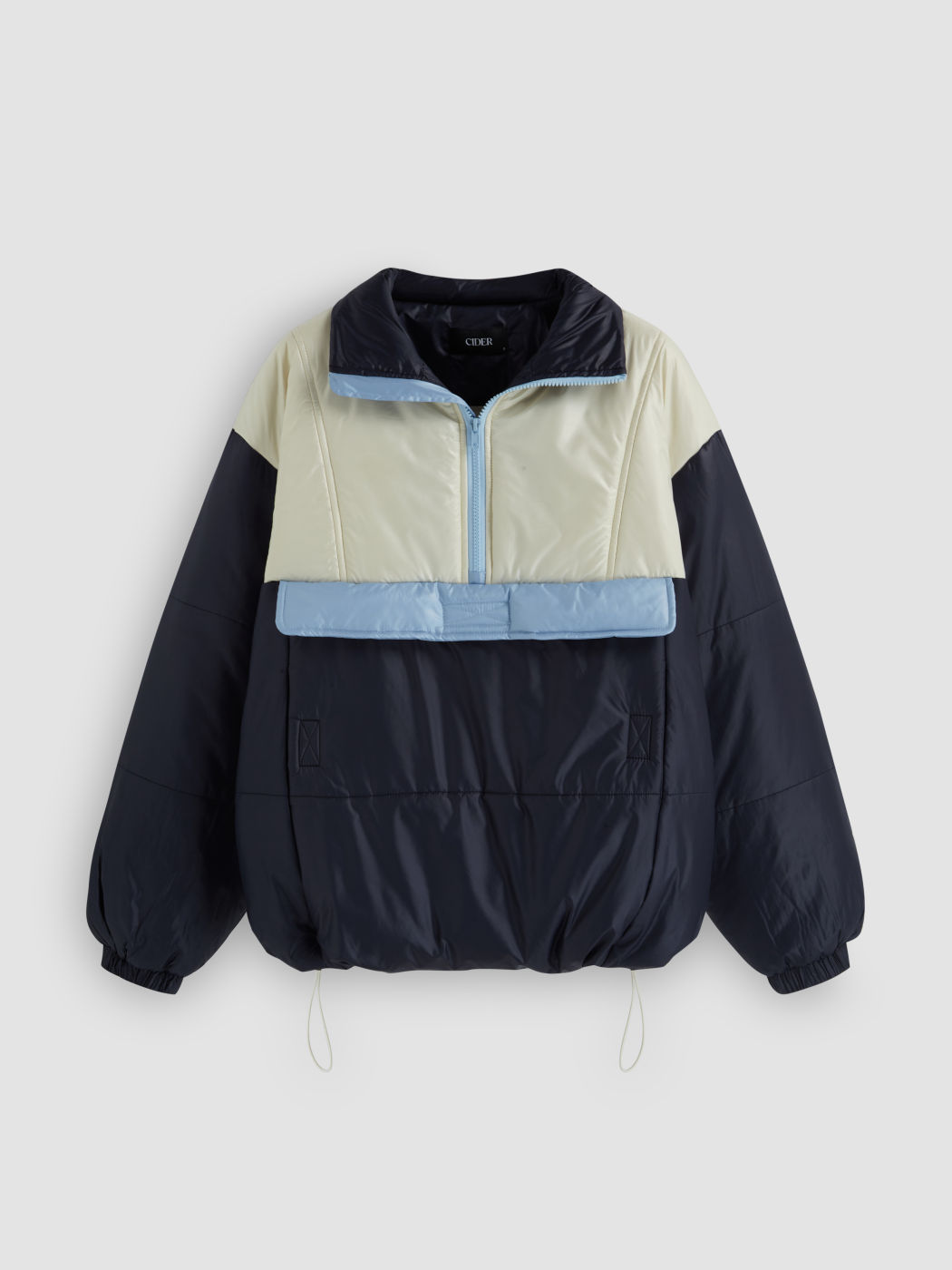 Felpa oversize con coulisse e collo a imbuto colorblock
