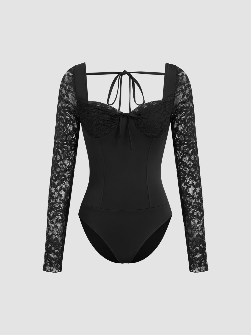 Sweetheart Knotted Lace Bodysuit