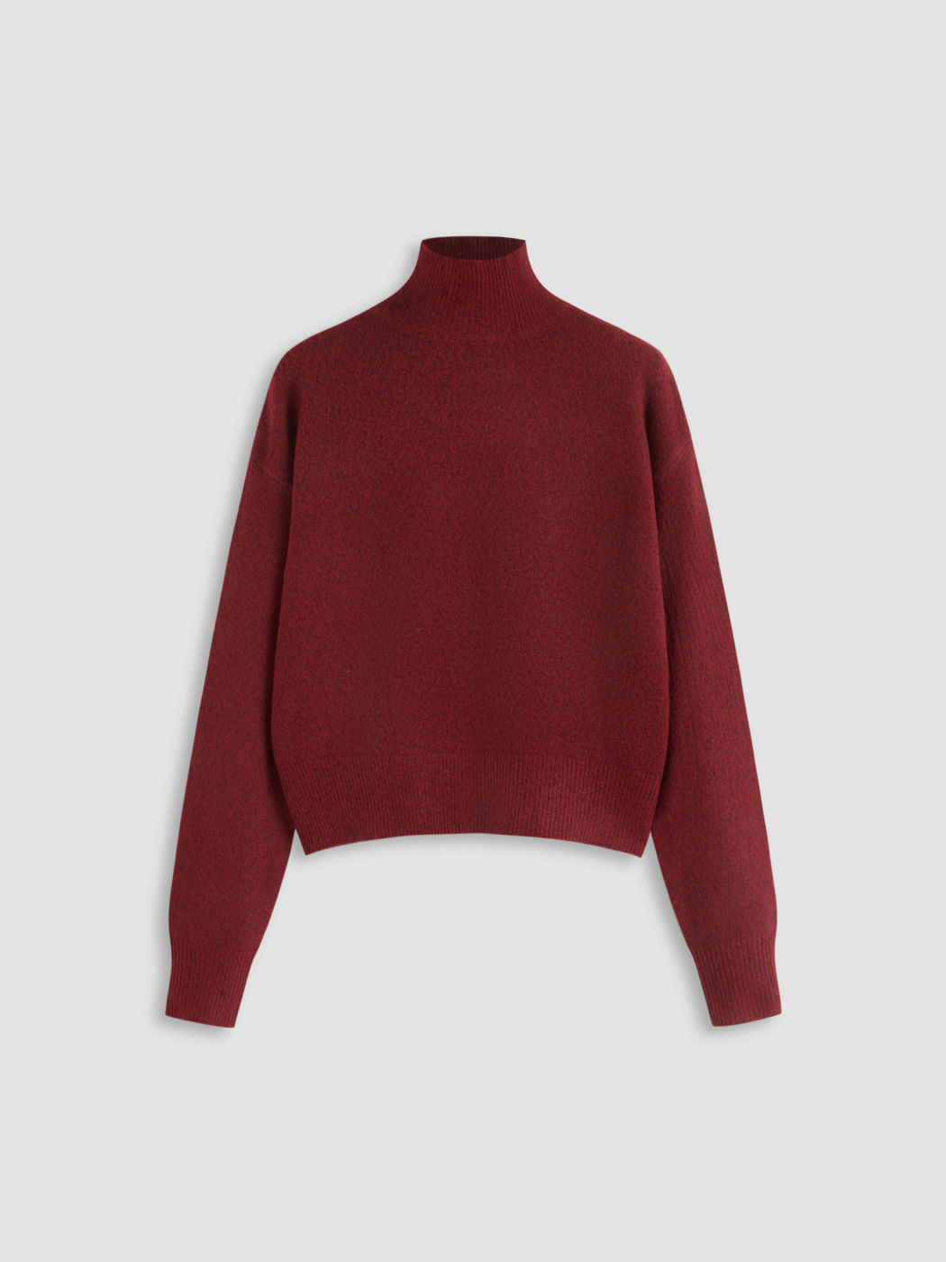 Knit High Neck Solid Long Sleeve Top