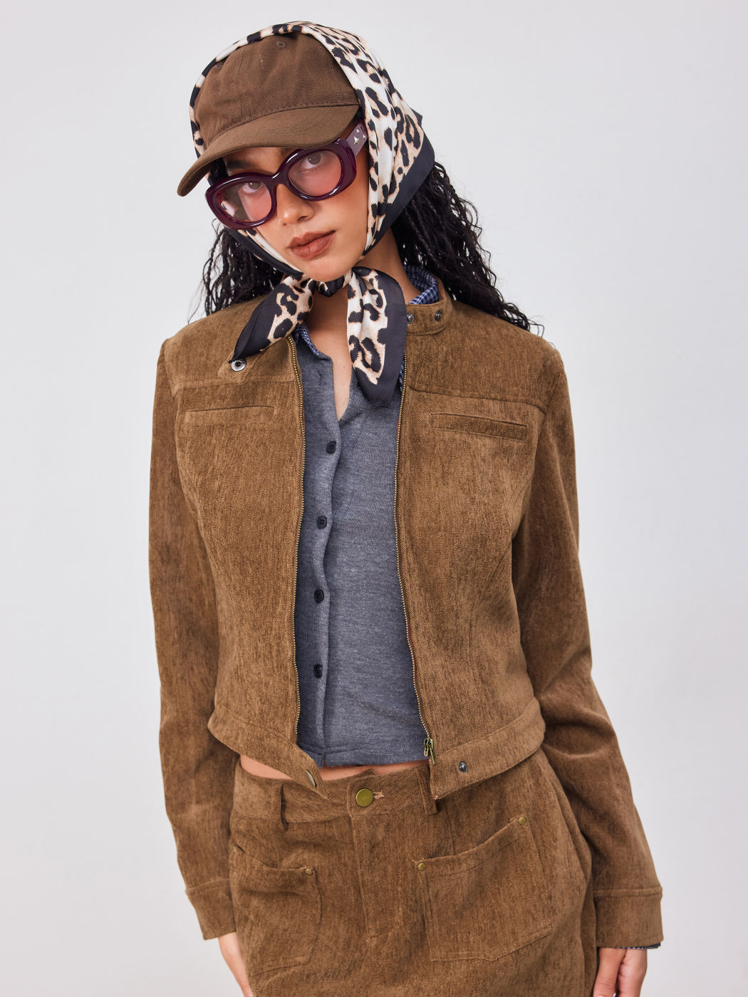 Corduroy Stand Collar Jacket