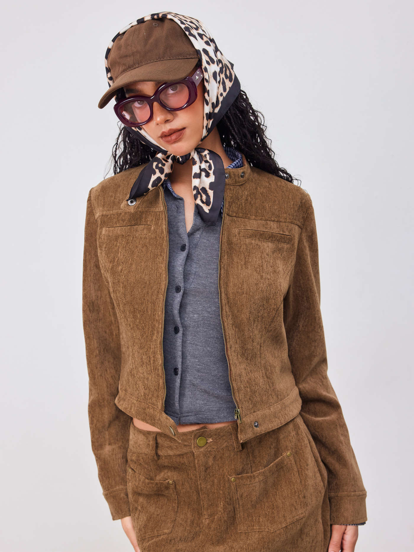 Corduroy Stand Collar Jacket