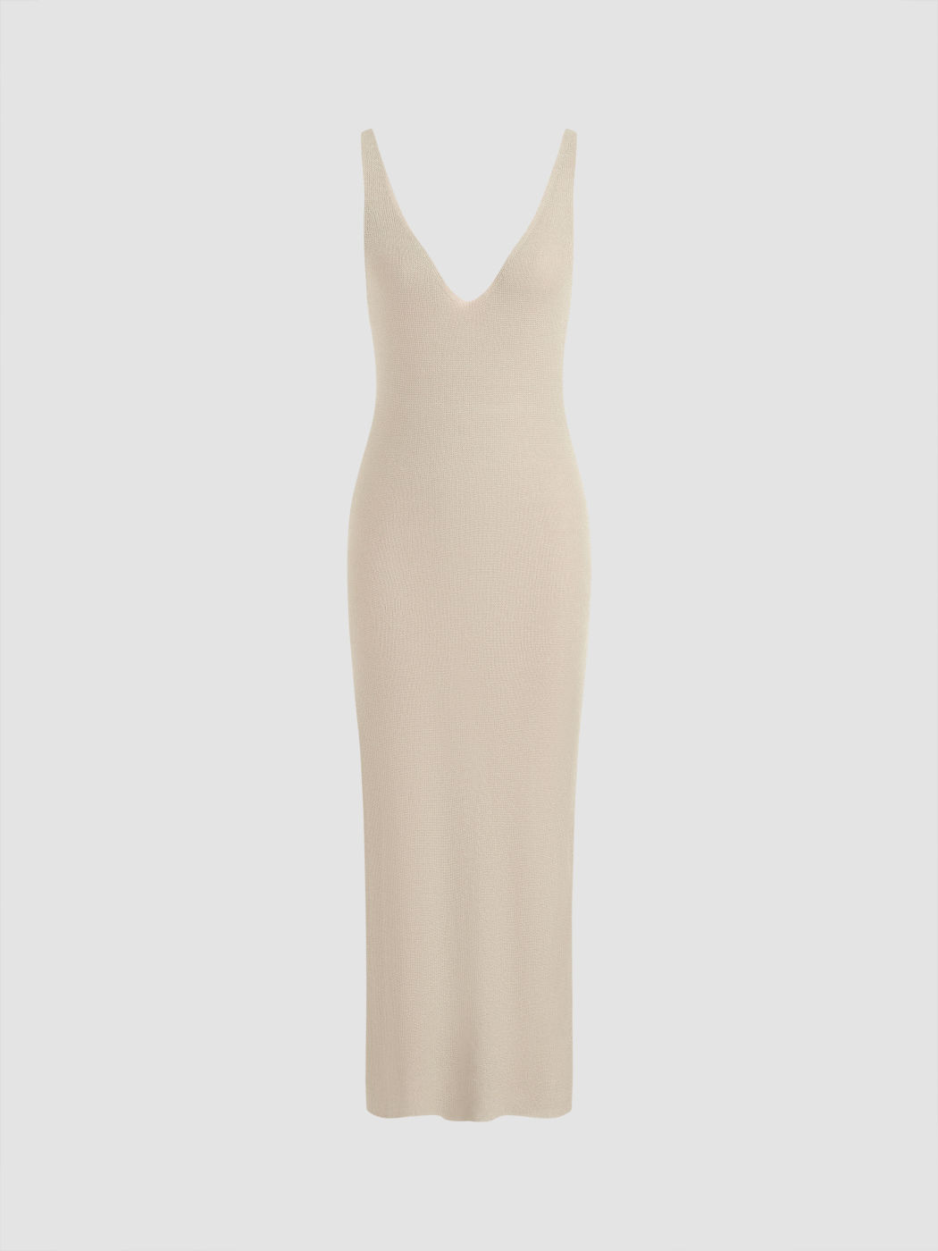 Knit V-neck Solid Cover Up Maxi Dress