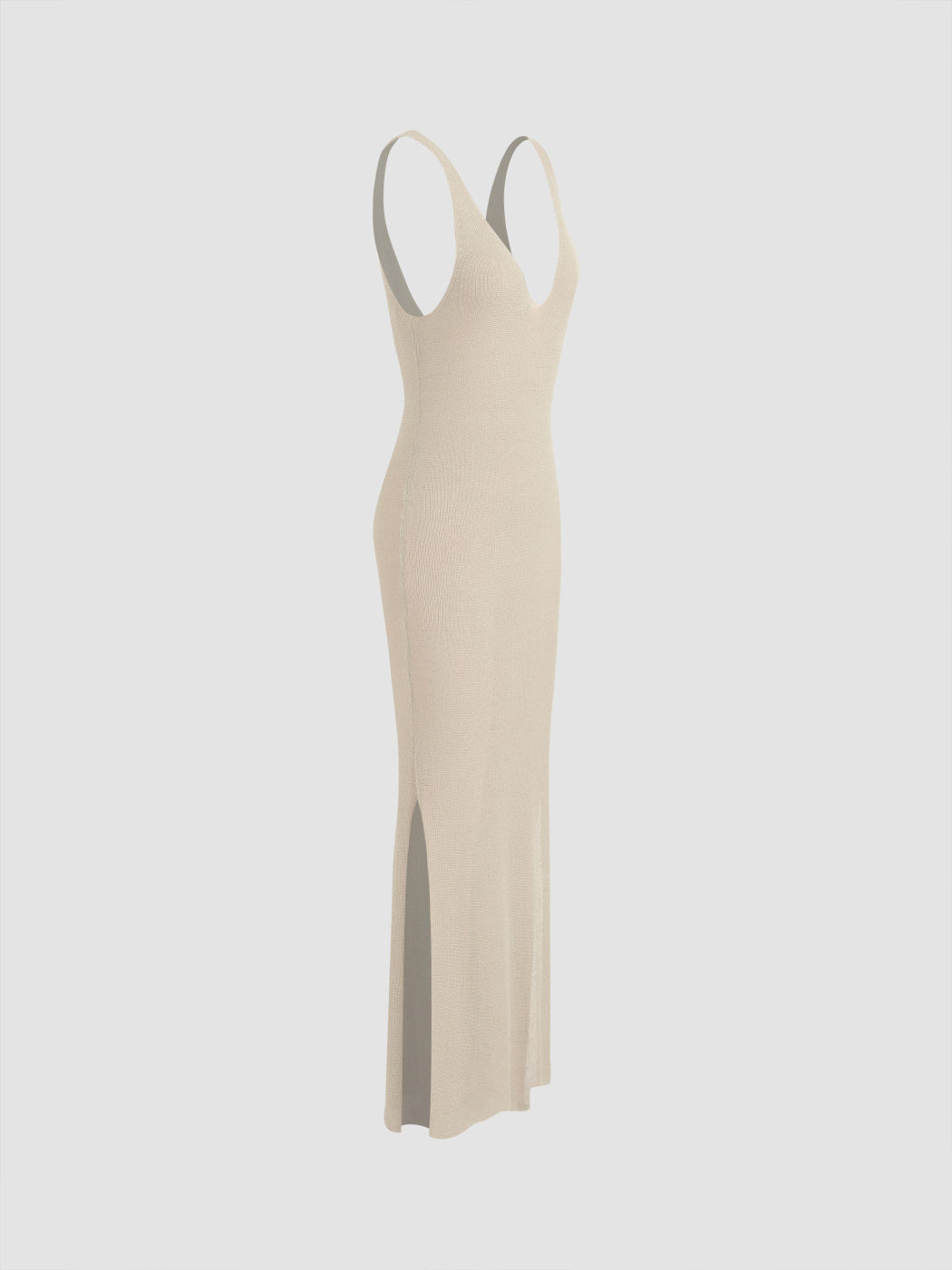 Knit V-neck Solid Cover Up Maxi Dress