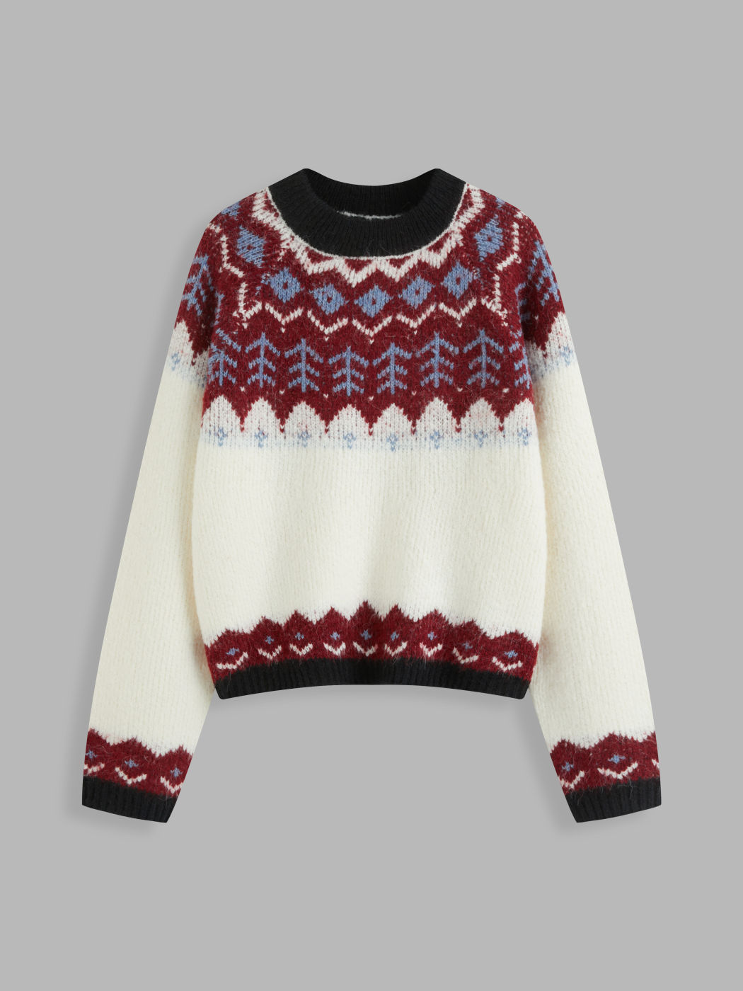 Knit Fair Isle Print Oversized Sweater