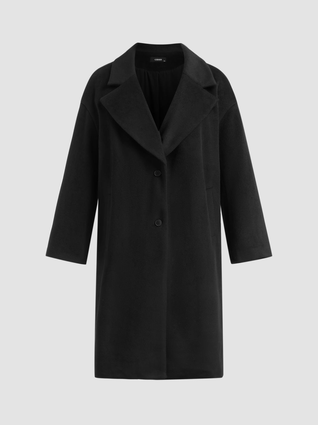 Oversized Wool-look Lined Coat With Pocket Curve & Plus
