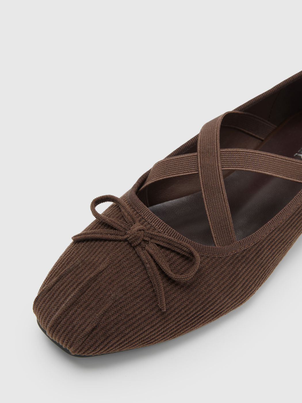 BOWKNOT CROSS STRAP CORDUROY MARY JANE SHOES