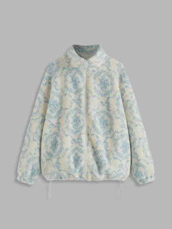 Bedruckte Fleece-Reißverschlussjacke