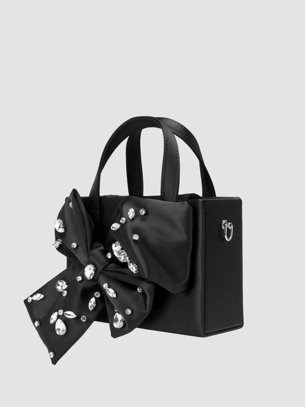 RHINESTONE DECOR BOWKNOT SATIN CLUTCH BAG