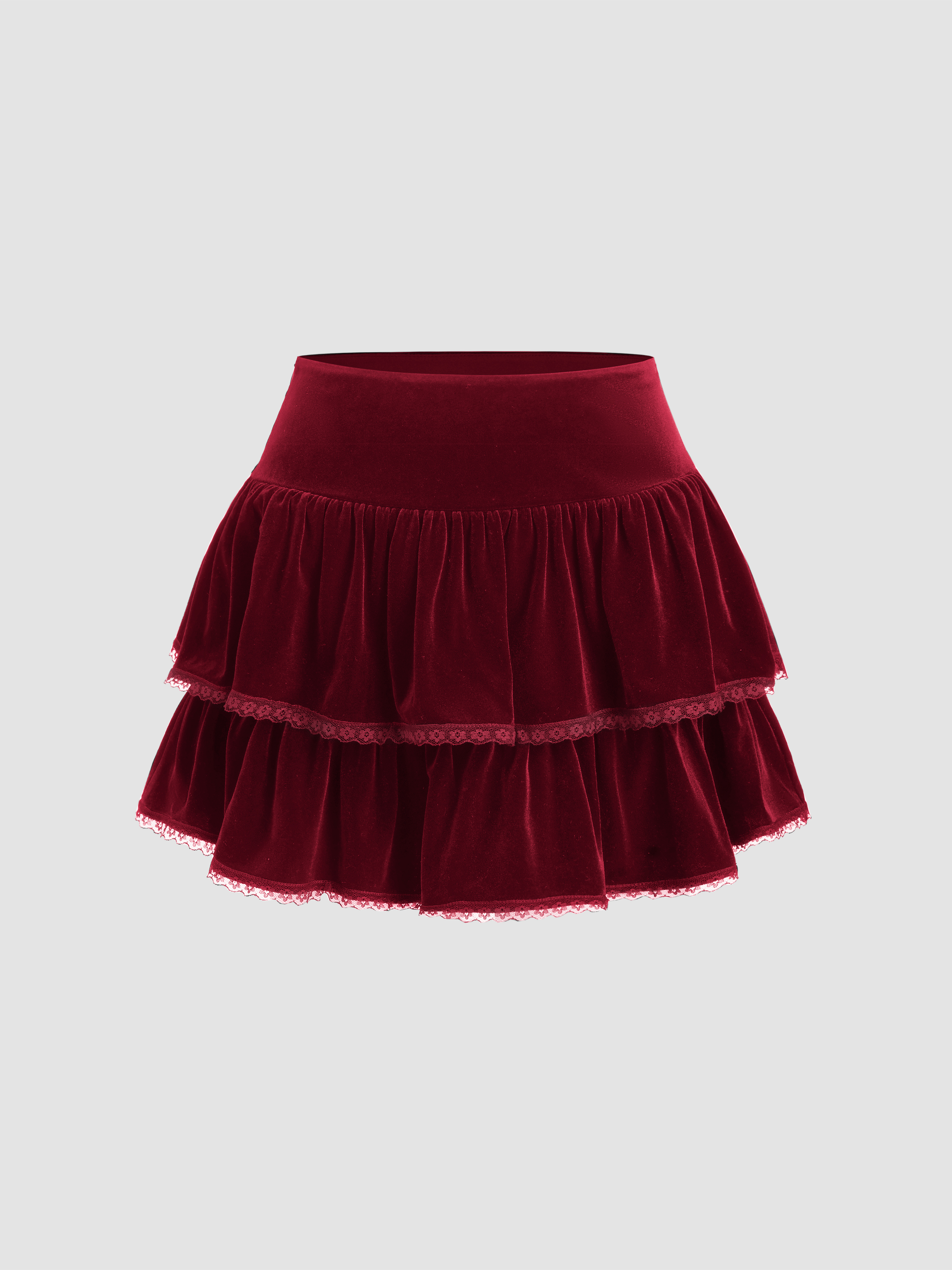 Velvet Velvet Mid Rise Lace Ruffle Layered Mini Skirt For