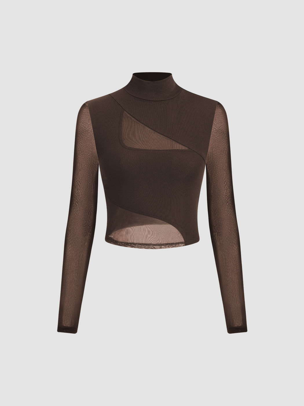 Crop top a manica lunga a collo alto con toppe