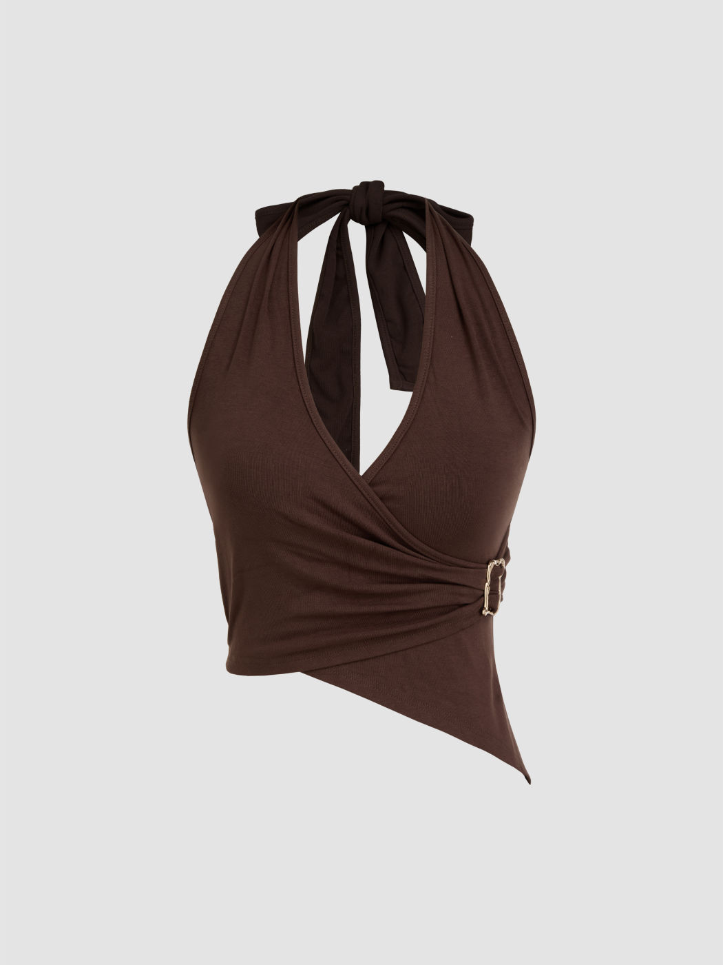 Halter Neckline Wrap Cropped Tank Top