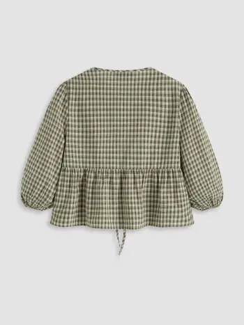 100% cotone Camicetta con scollo rotondo e maniche lunghe in percalle