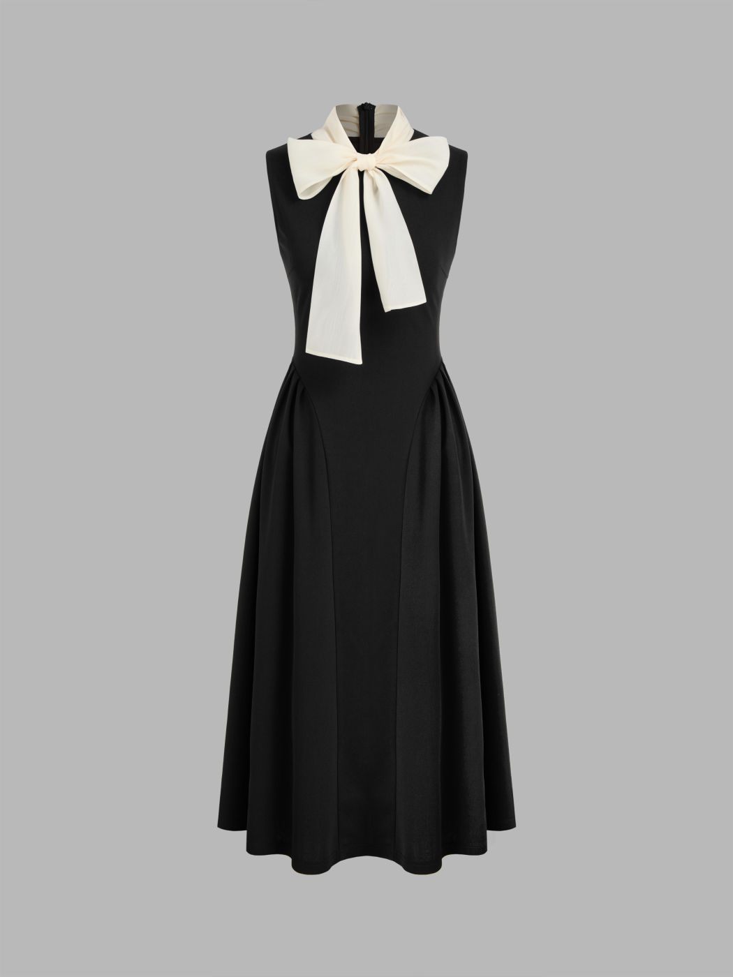 Two Tone Bow Tie Ruffle Midi Dress