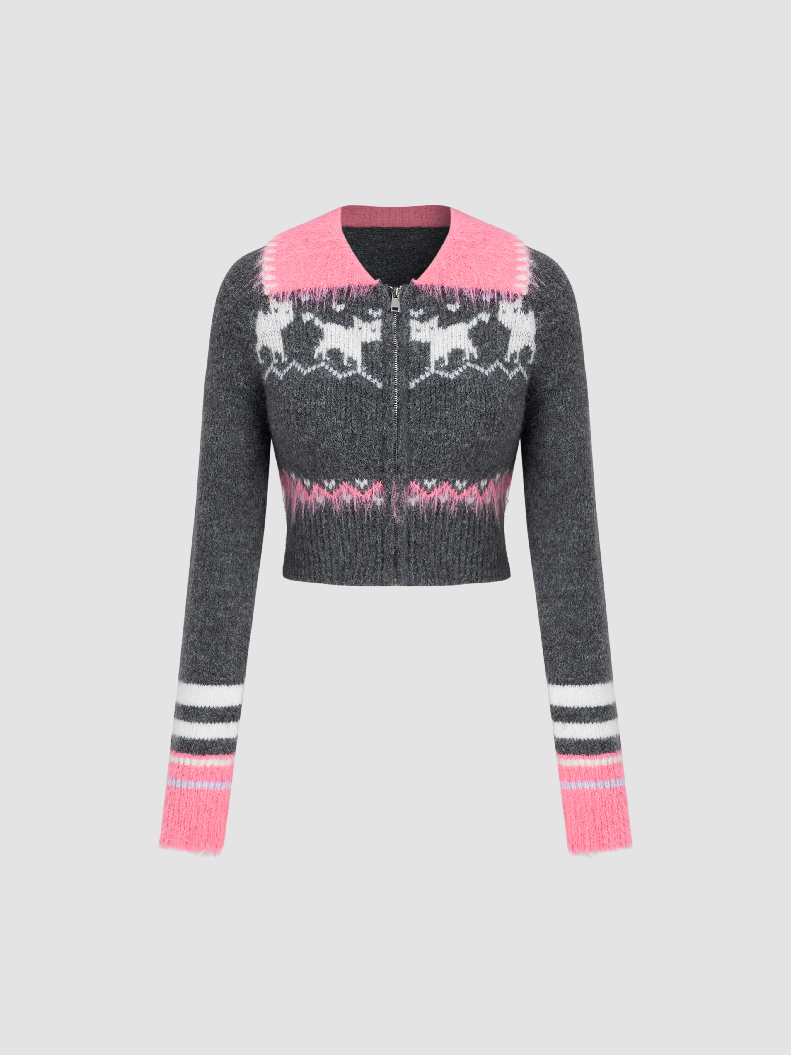 ニット生地 ミッドライズ・ボウノット・グラフィック・ニット