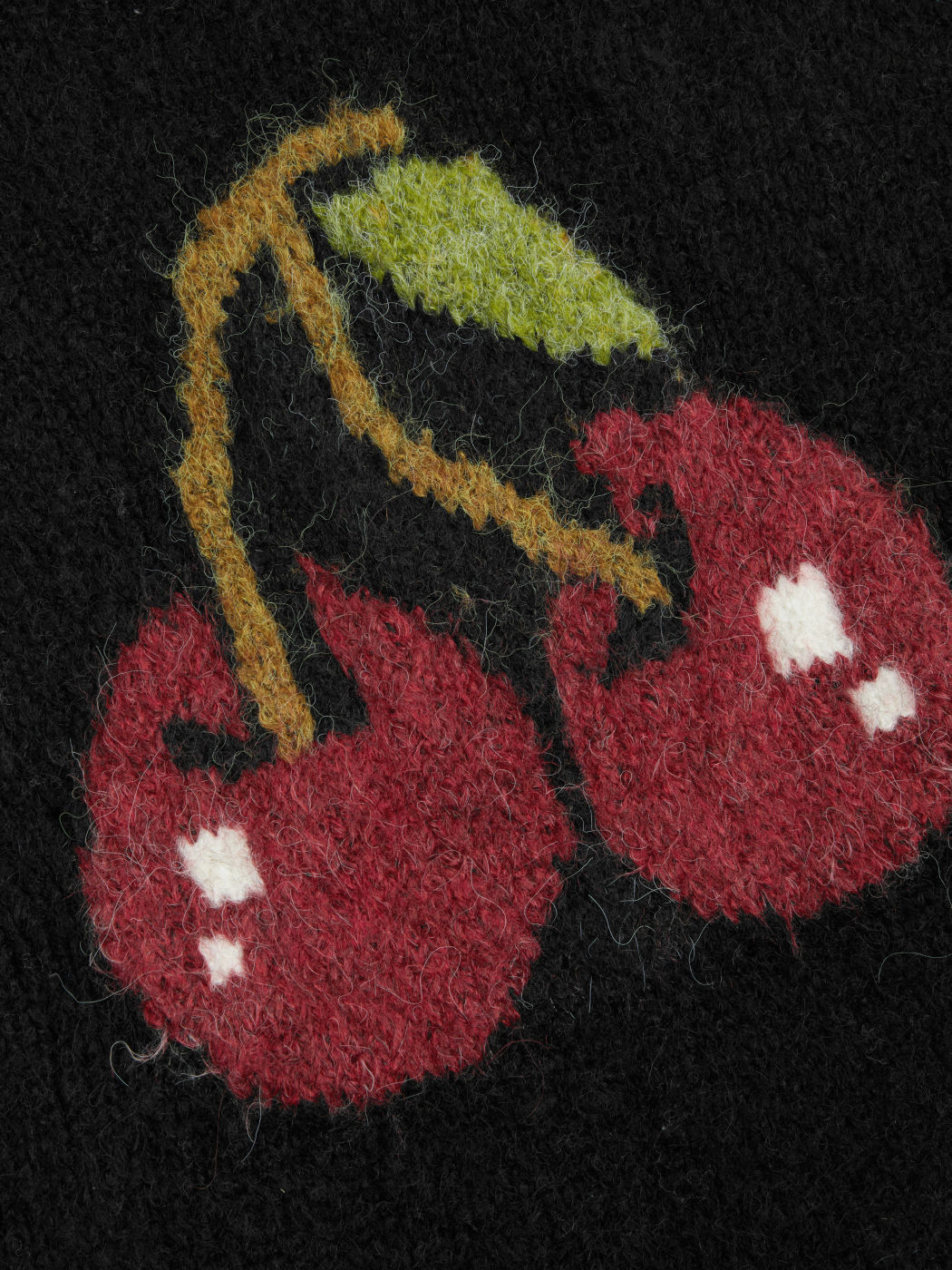 Knit Round Neckline Cherry Graphic Oversized Sweater