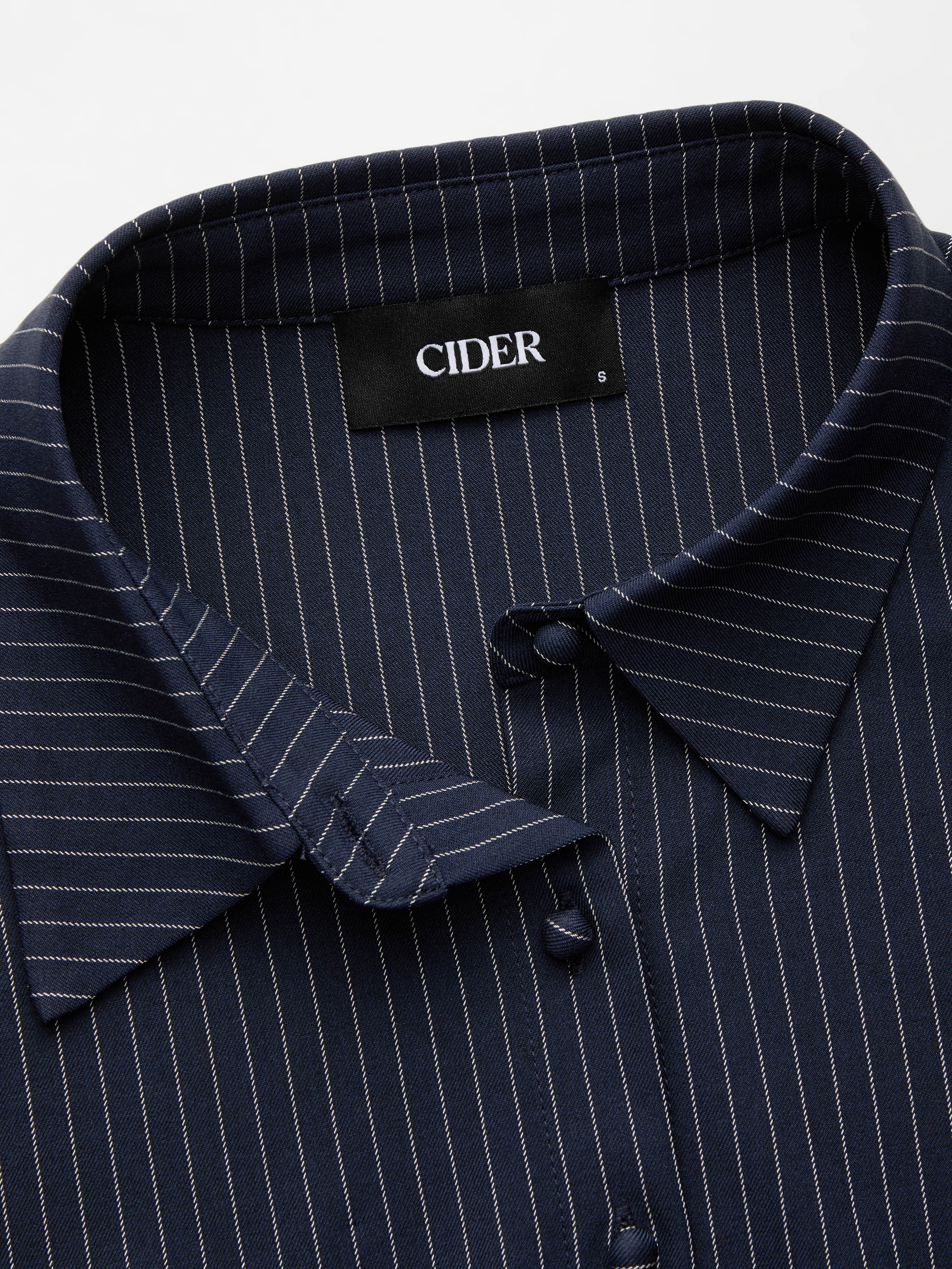 Collar Striped Cinched Waist Bell Sleeve Shirt