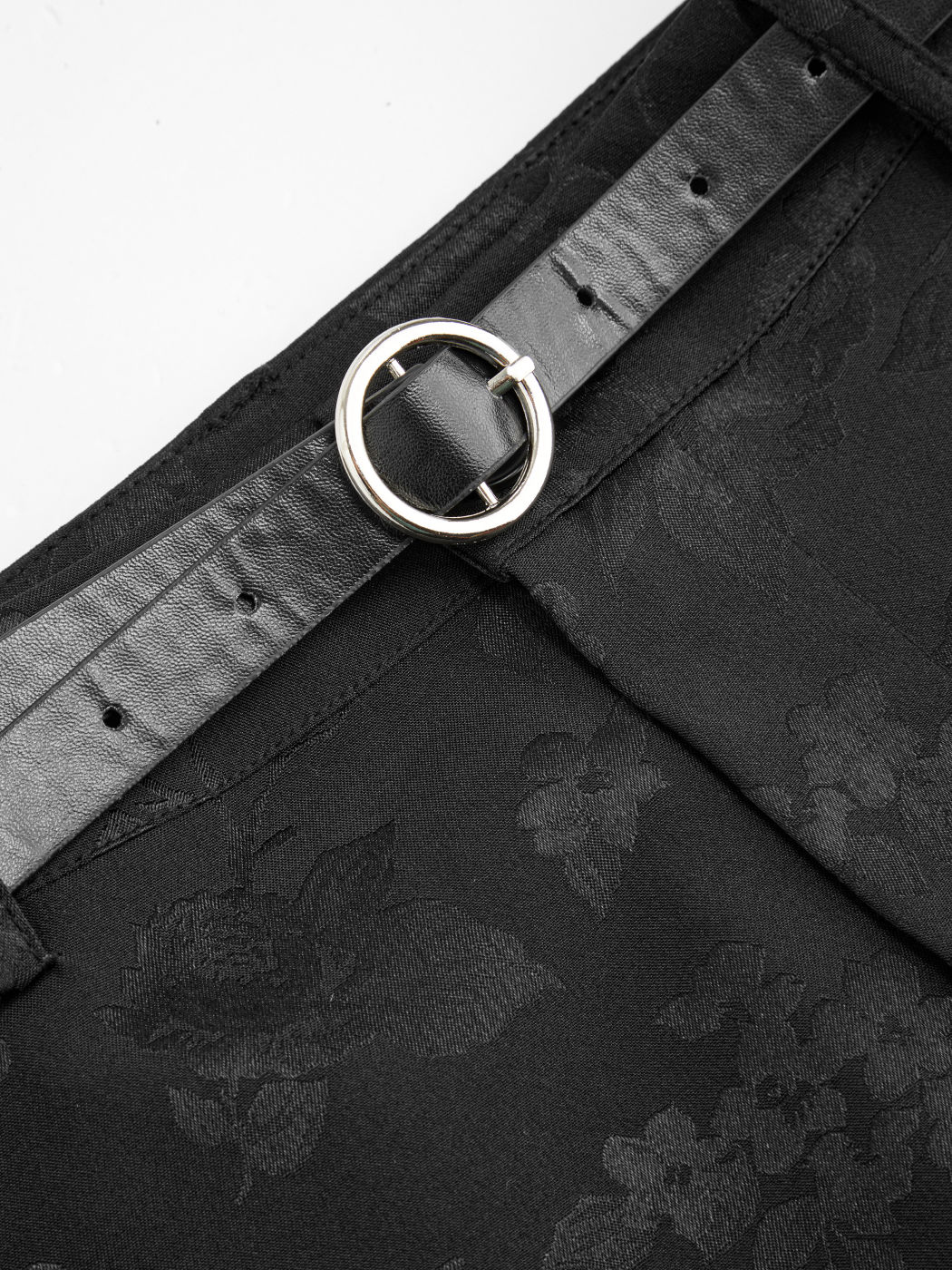 Satin Low Rise Floral Micro Shorts With Belt