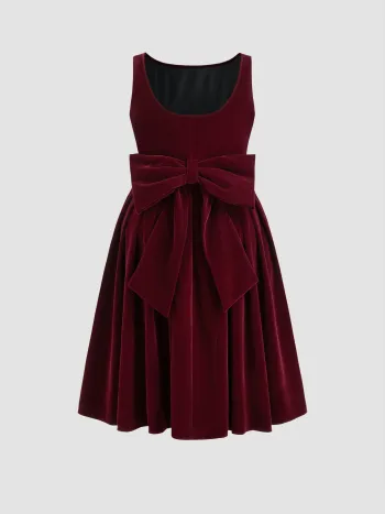 Velluto con scollo a barca e nodo a fiocco - Vestito midi Curve & Plus