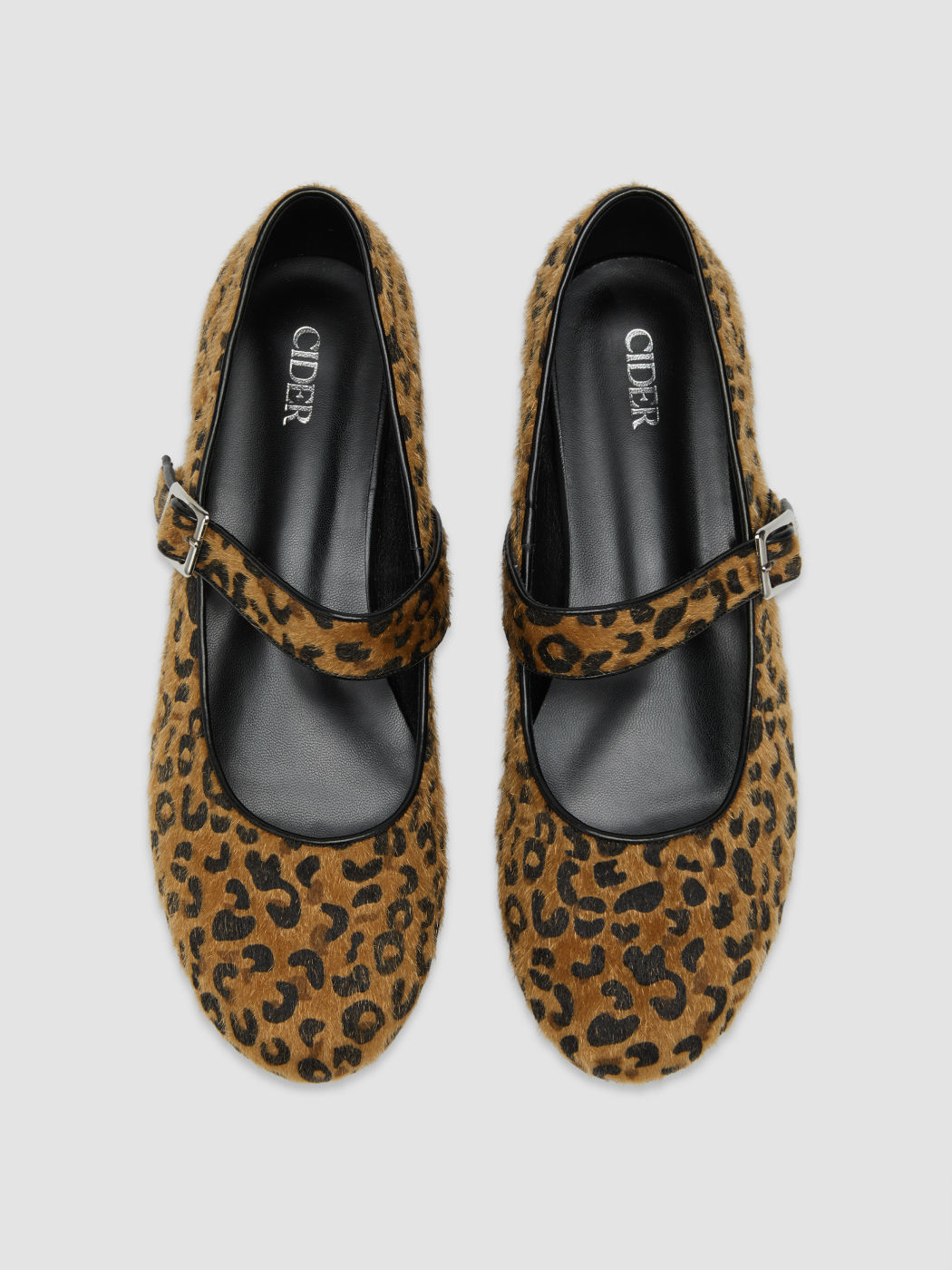 LEOPARD PRINT SATIN MARY JANE FLATS