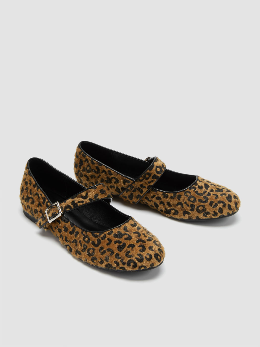 LEOPARD PRINT SATIN MARY JANE FLATS