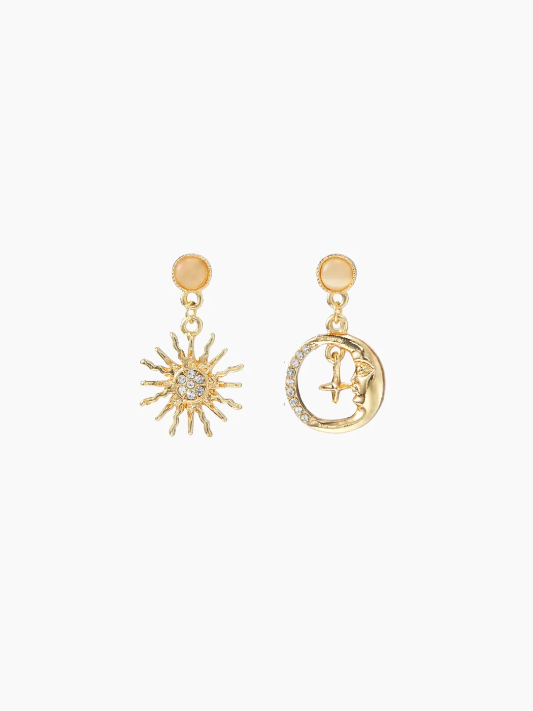 SUN & STAR & MOON RHINESTONE DECOR DROP EARRINGS