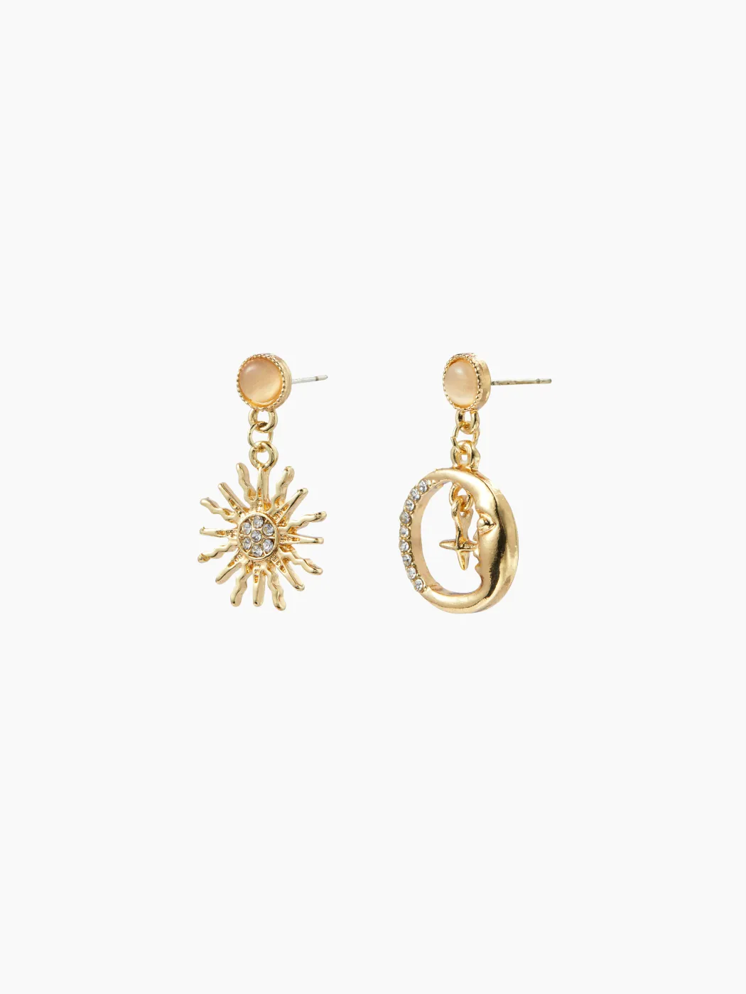 SUN & STAR & MOON RHINESTONE DECOR DROP EARRINGS