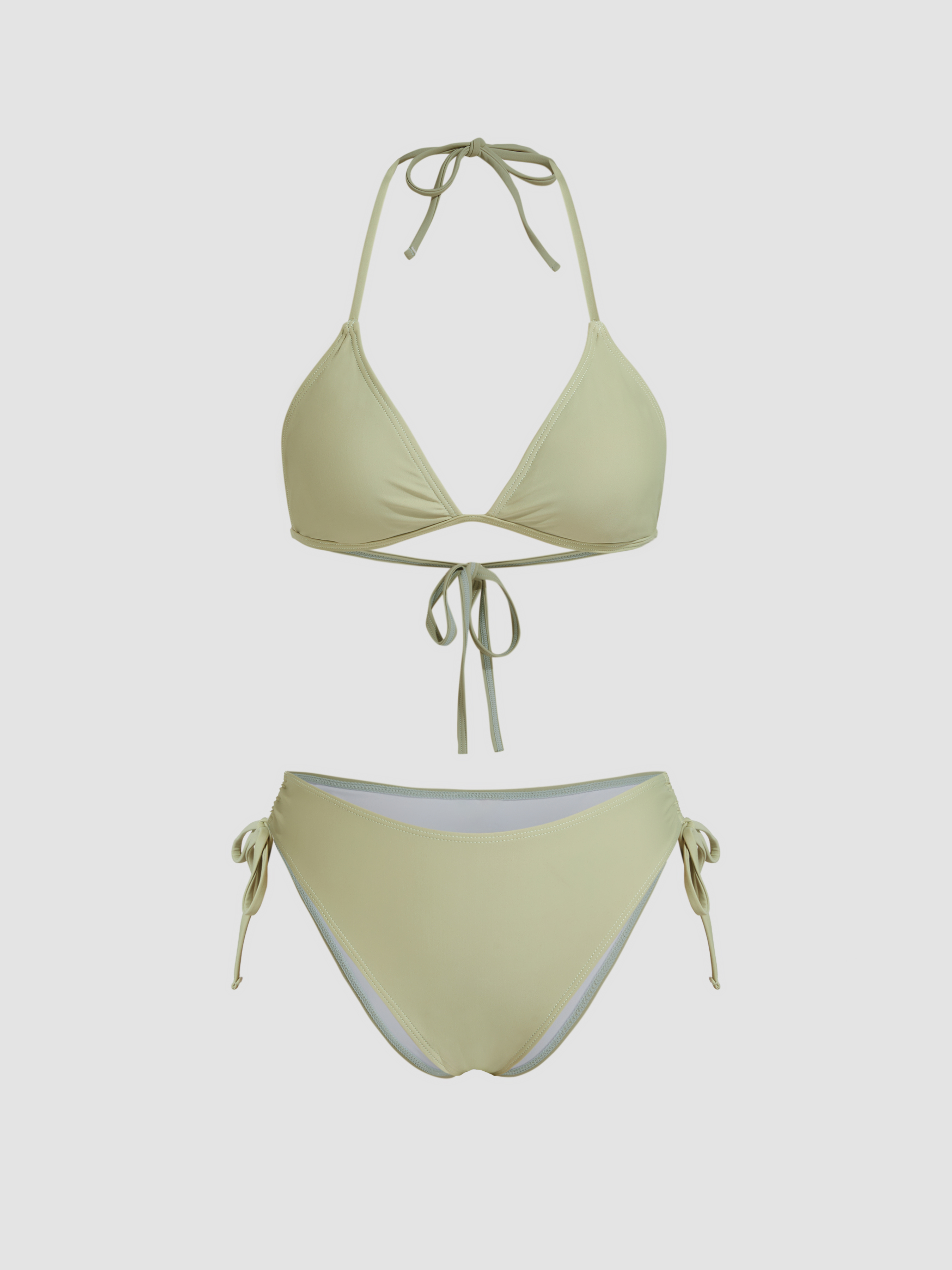 Cider◆サロン付き ホルターネック タイサイド ビキニ【送料込】 Underwire Halter Tie Side Bikini Swimsuit For Beach Vacation