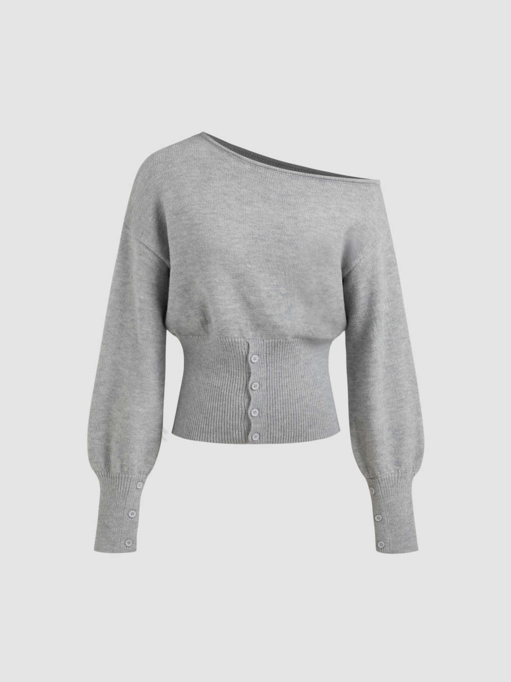 Knit Fabric Knit Asymmetrical Neck Split Corset Sweater For Daily