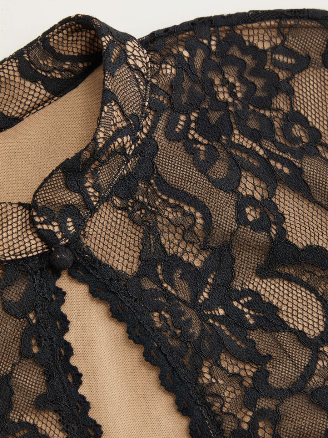 Lace Mandarin Collar Floral Cut Out Mini Dress