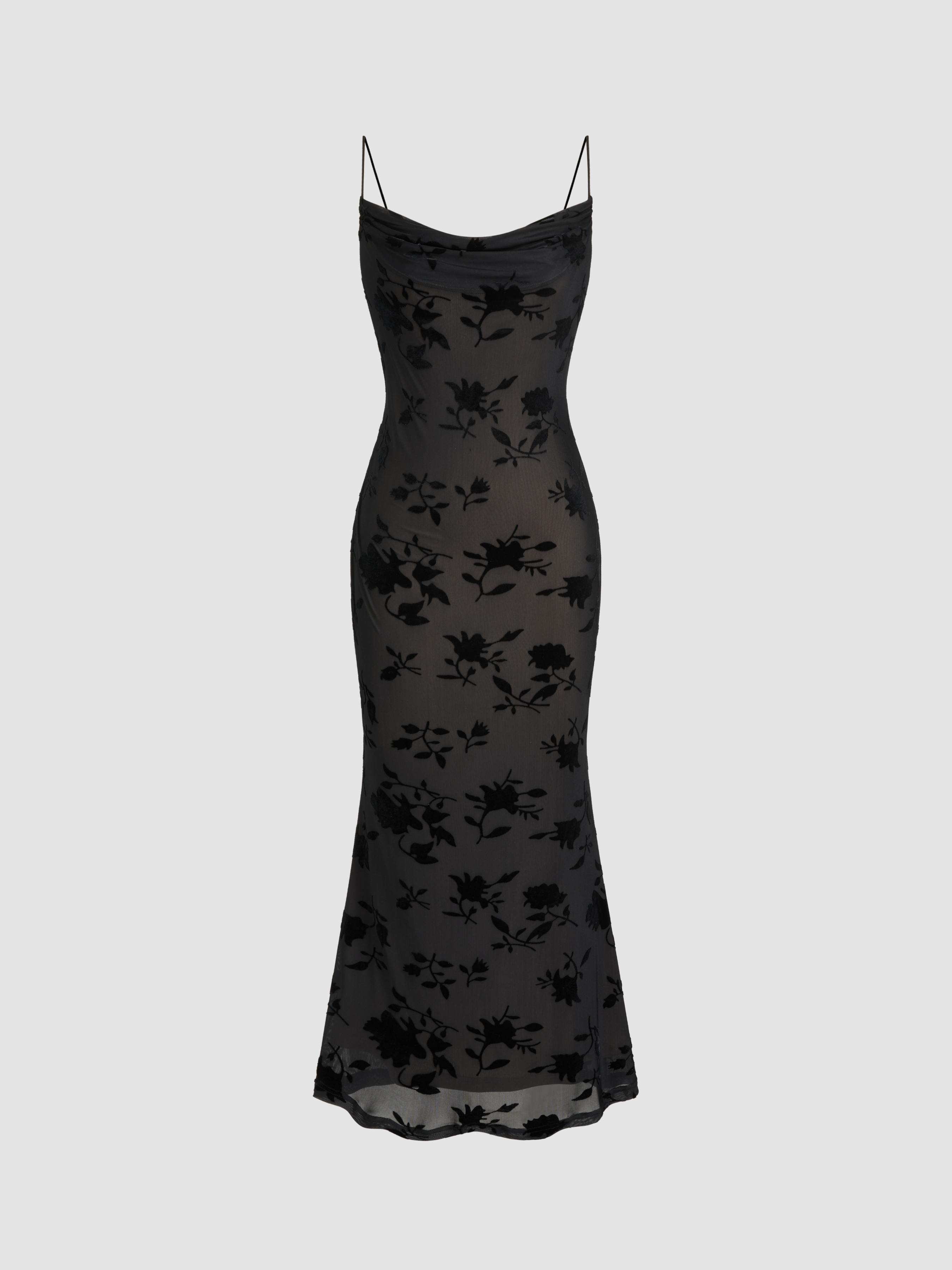 Cowl Neck Floral Maxi Dress