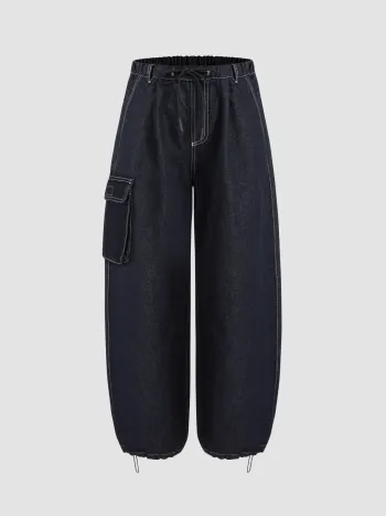 Denim Low-Rise Bundbänder Cargo Joggerhosen