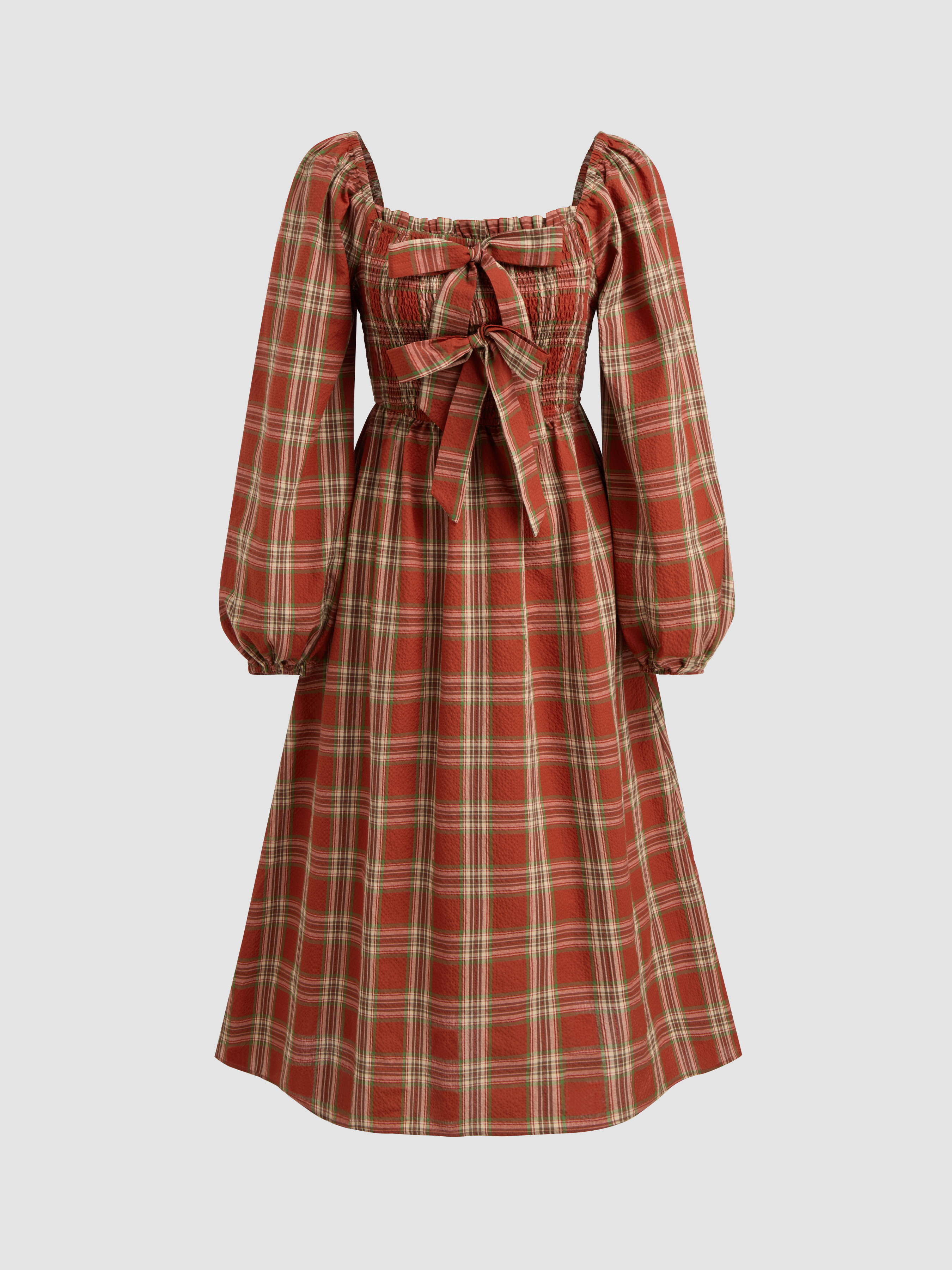 ミストレアス GinghamCheck HeartNeckTieredDress CIDER Women's Gingham Mini Dress Summer Sundress Casual V