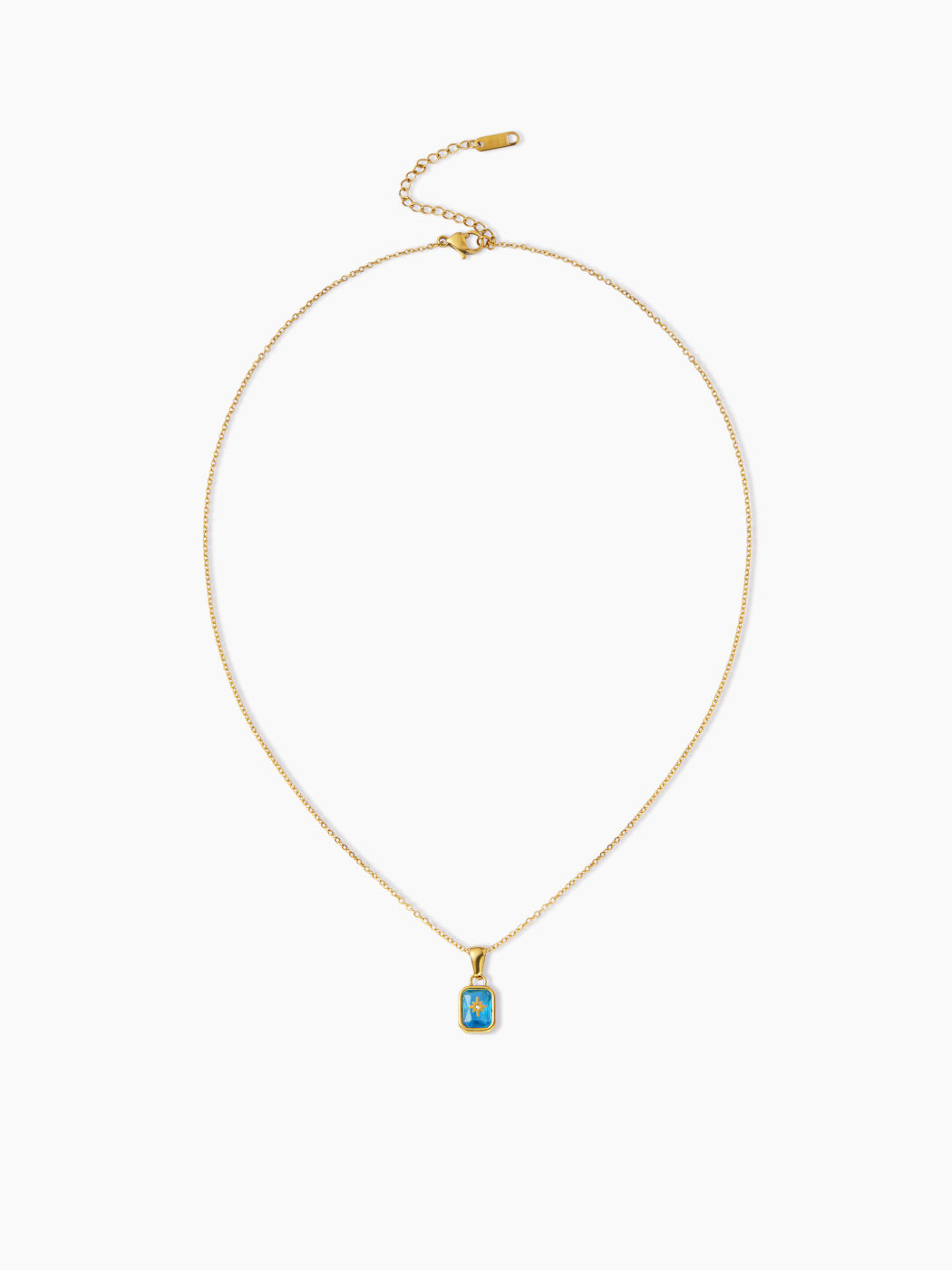 BIRTHSTONE 18K GOLD PLATED STAINLESS STEEL PENDANT NECKLACE