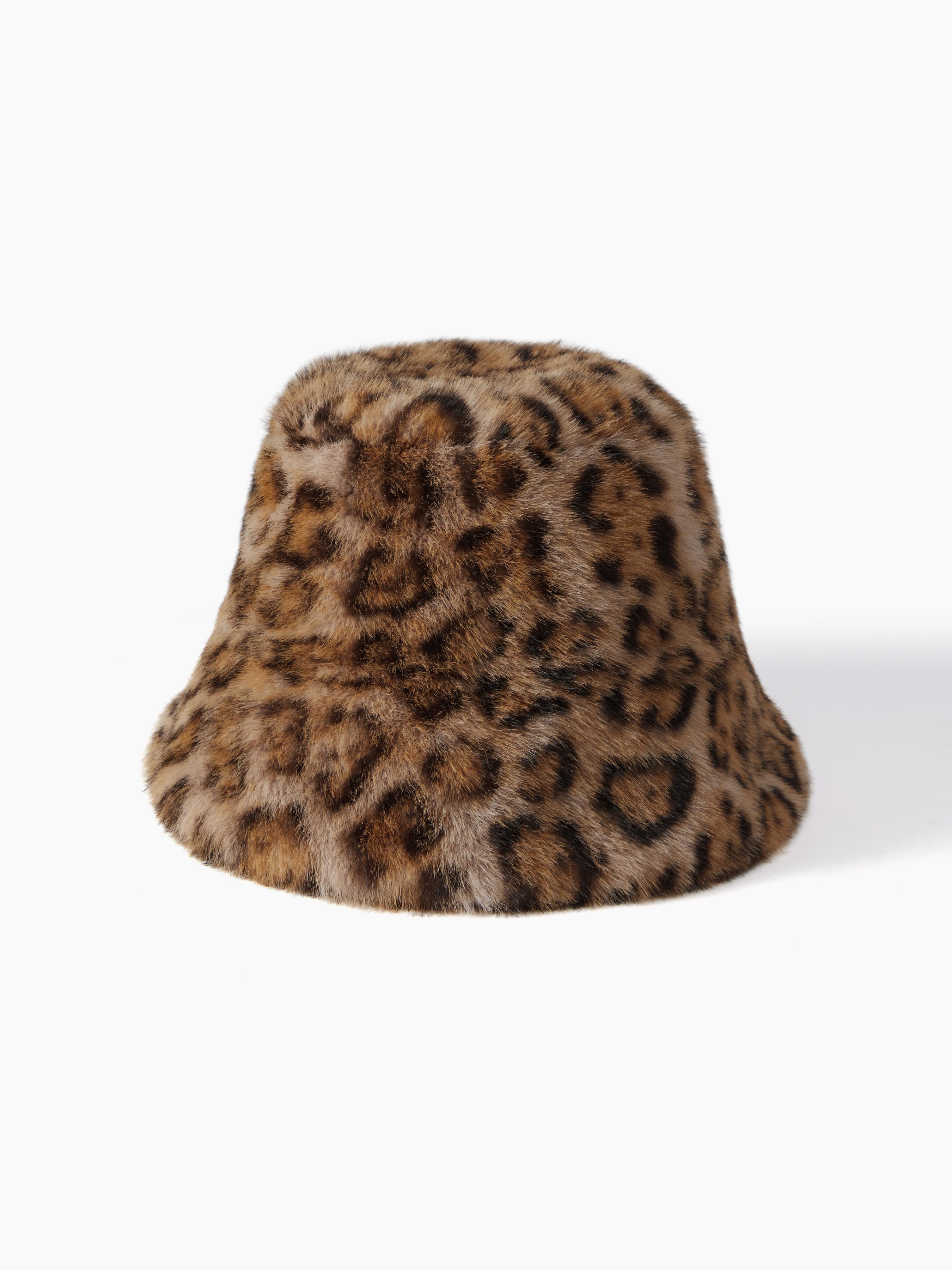 Polyester LEOPARD PRINT FUZZY BUCKET HAT For Daily Casual Party Clubbing Coffee Shop