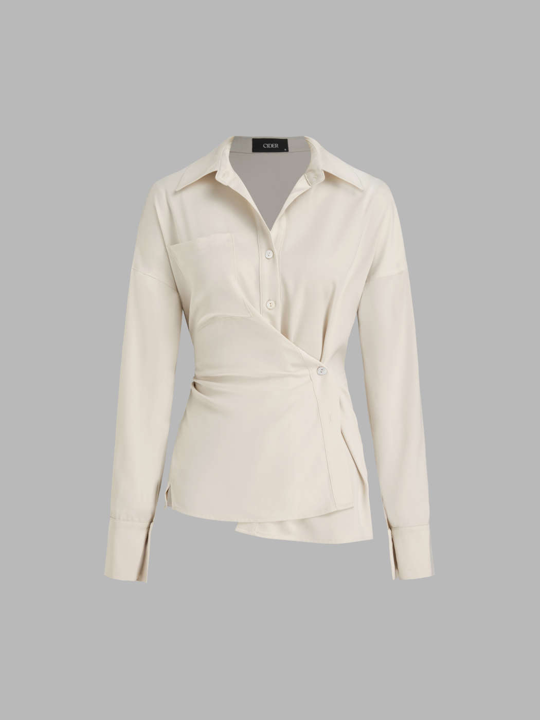 Tejido Blusa anudada con cintura ceñida y cuello oversize For