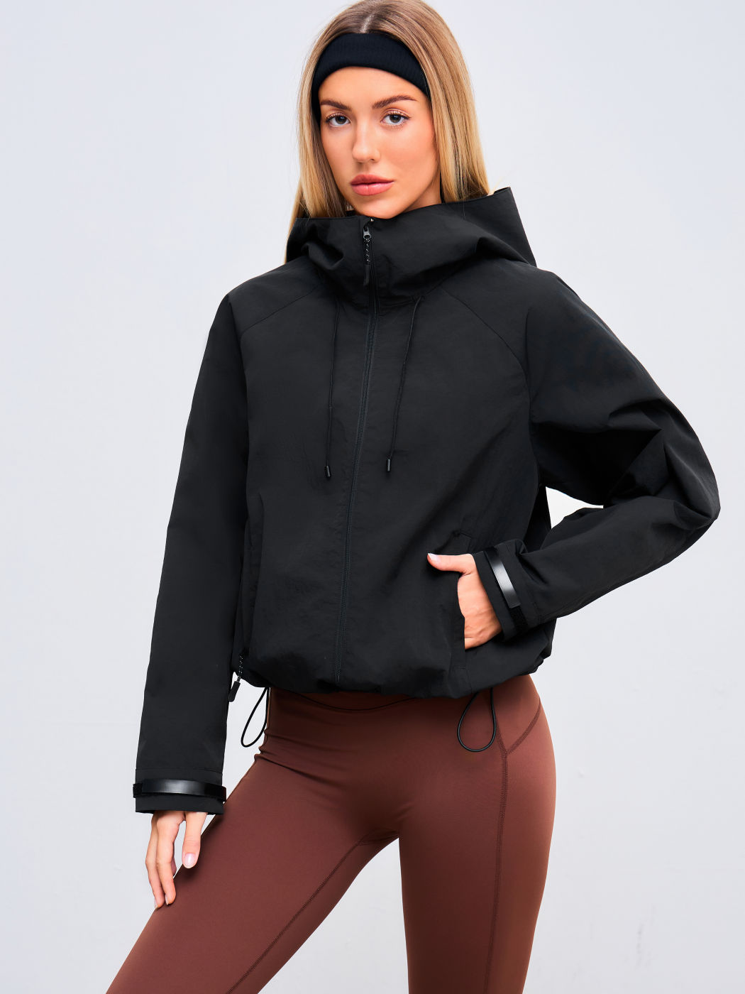 Woven Hooded Solid Active Jacket