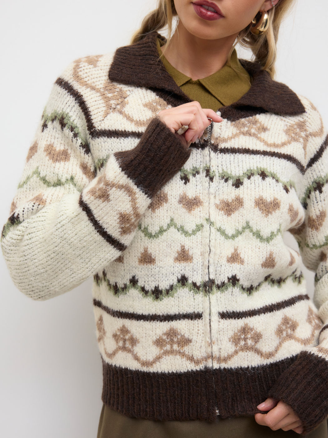 Wool-blend Abstract Print Cardigan